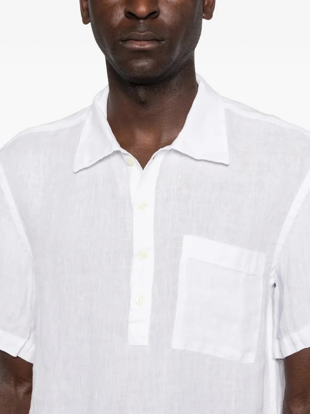 120% Lino 100% Linen Short-Sleeve Shirt with Chest Pocket - Image 4