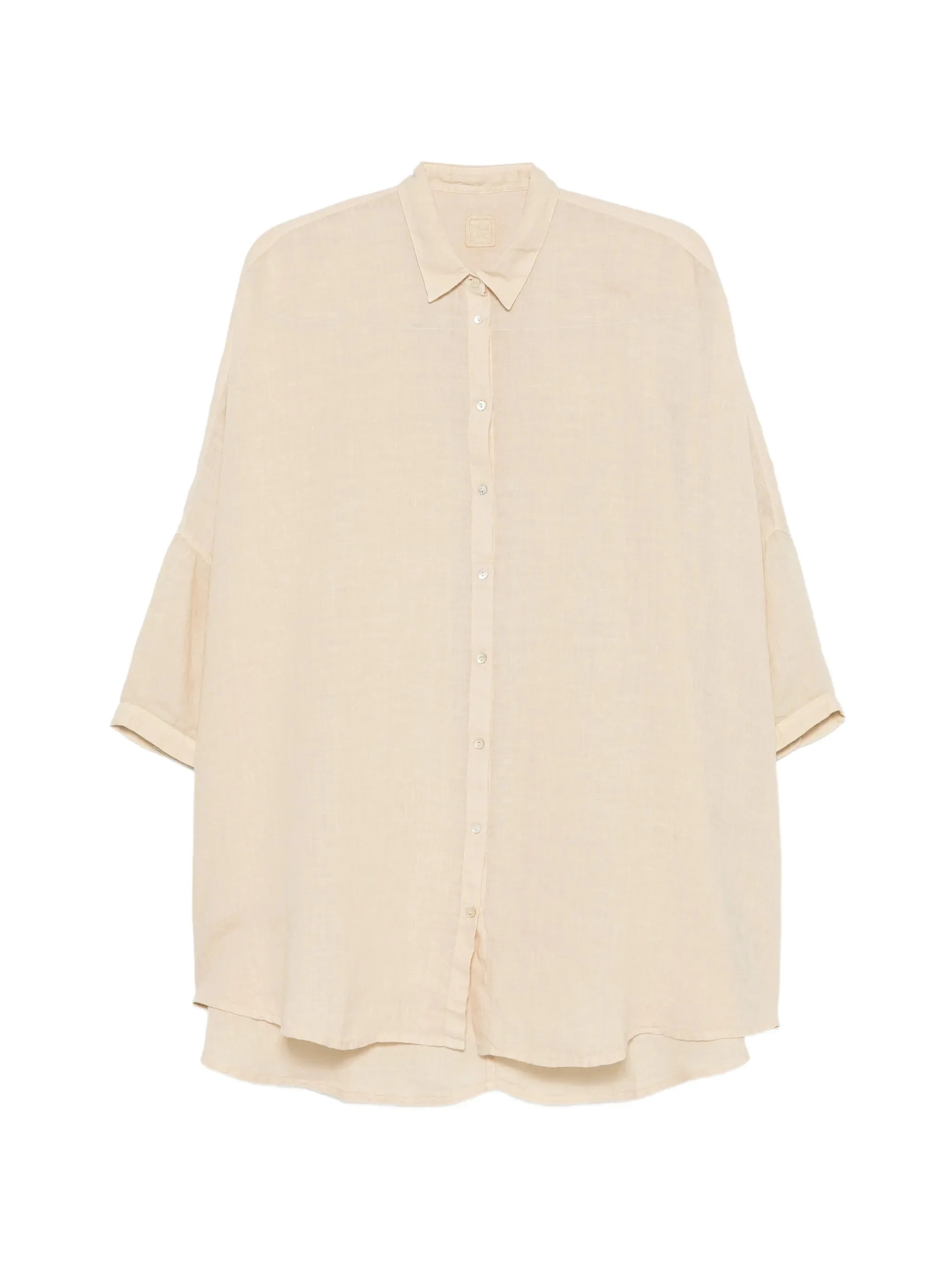 120% Lino Linen Short Sleeve Shirt with Buttoned Cuffs