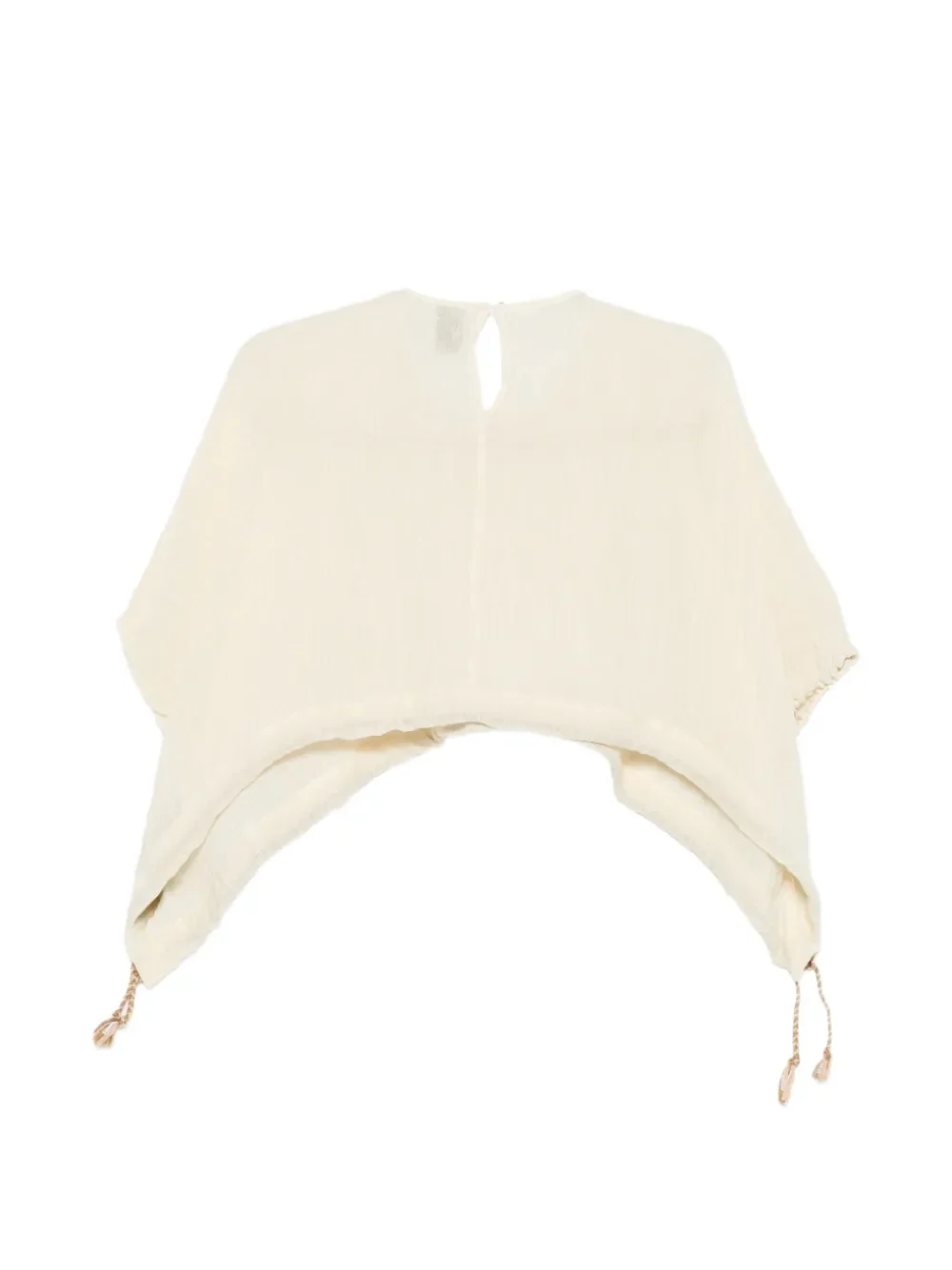120% Lino Short-Sleeved Linen Blouse with Adjustable Hem - Image 2