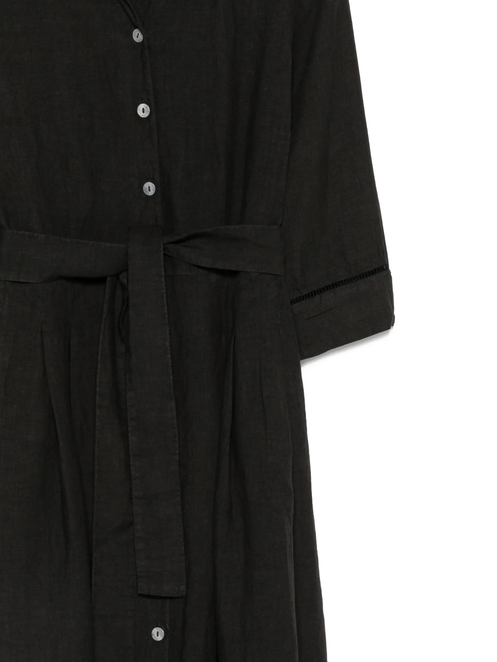 120% Lino Women’s 100% Linen Short-Sleeve Mini Dress with Button Closure and Belt Waist - Image 3