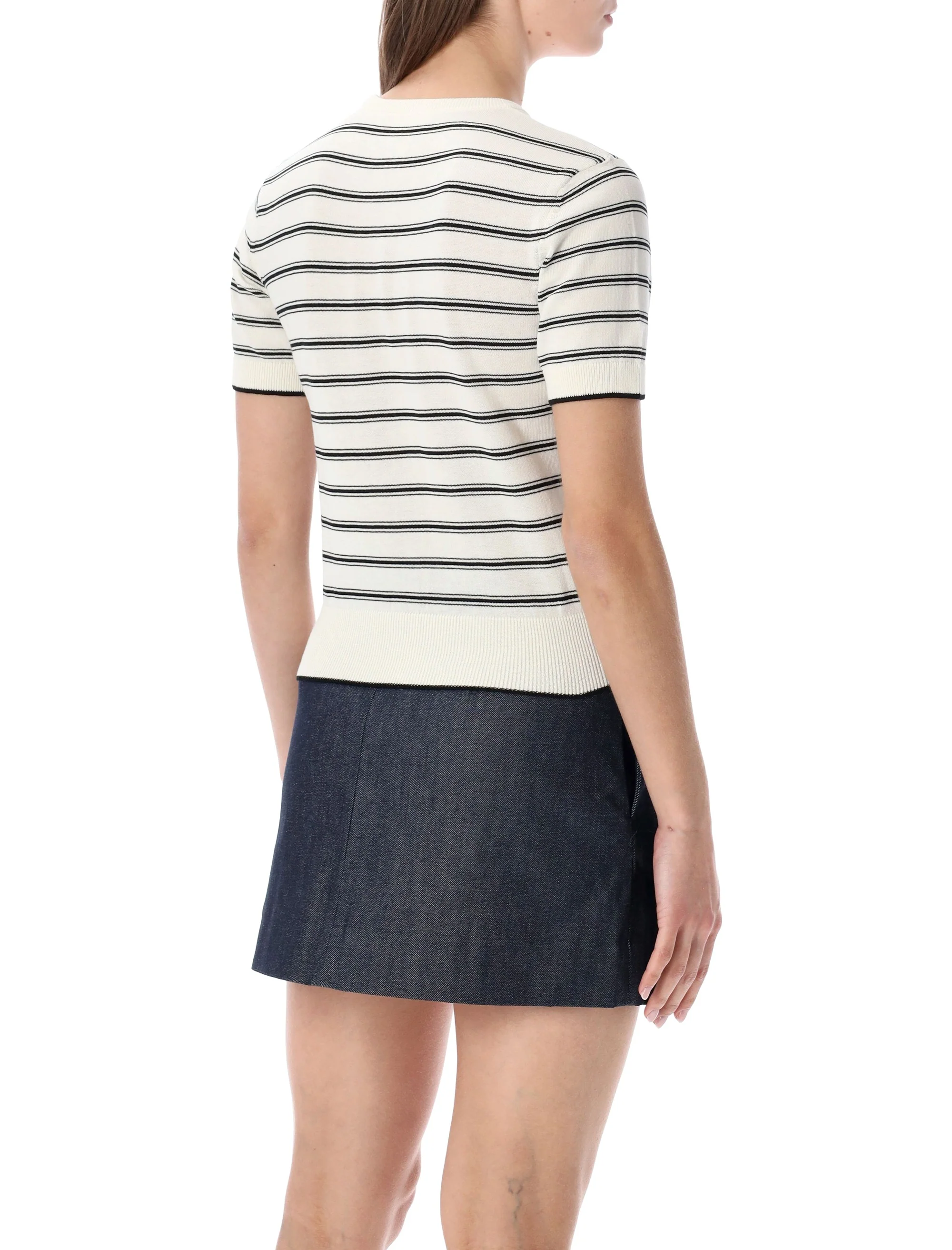 A.p.c. Classic Striped Short Sleeve Knit Sweater - Size S - Image 2