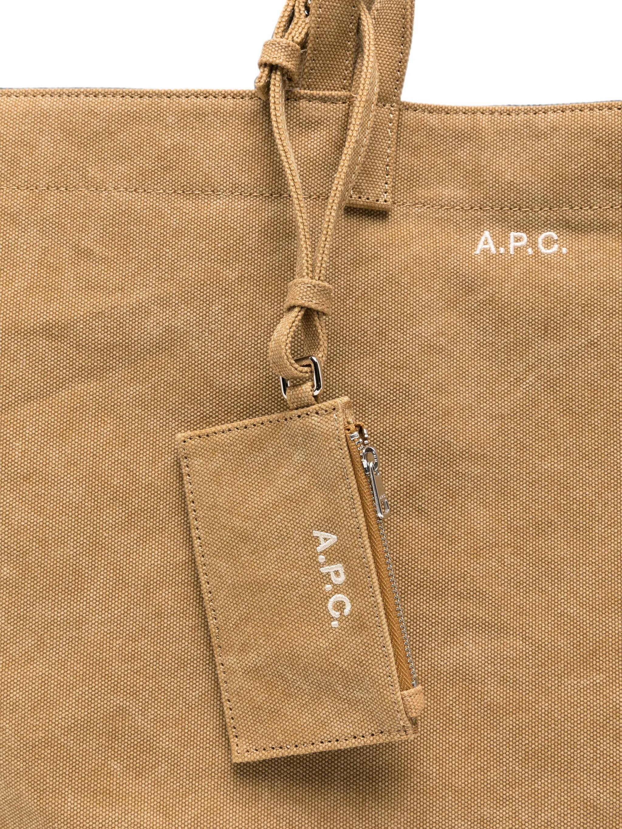 A.P.C. Inspired Cotton Tote Bag with Dual Handles and Embossed Goldtone Logo (W 53 x H 23 x D 19.5 cm) - Image 4