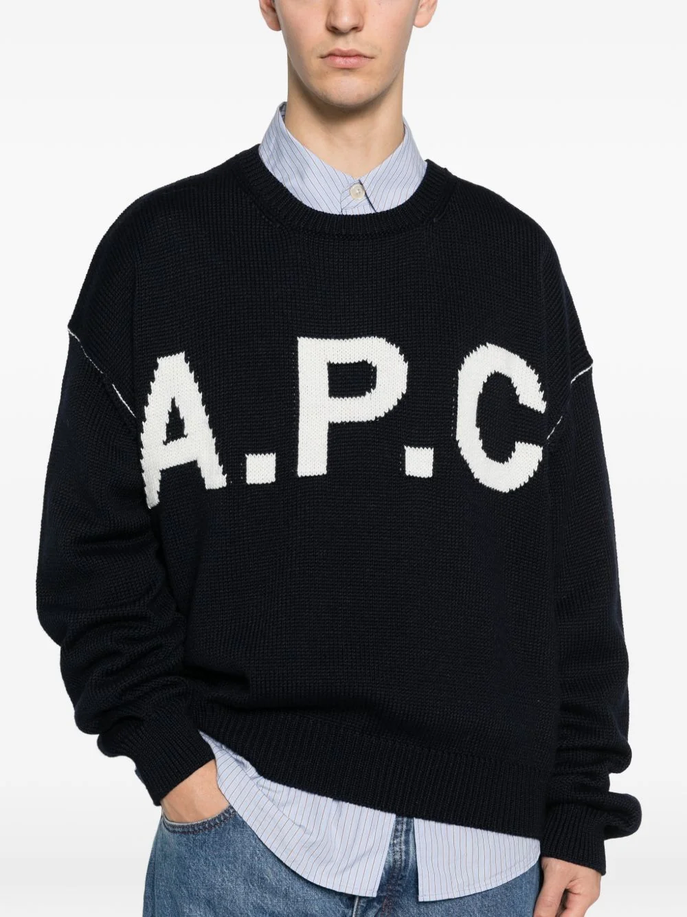 A.p.c. Logo Sweatshirt with Ribbed Trims - Men's - Image 4