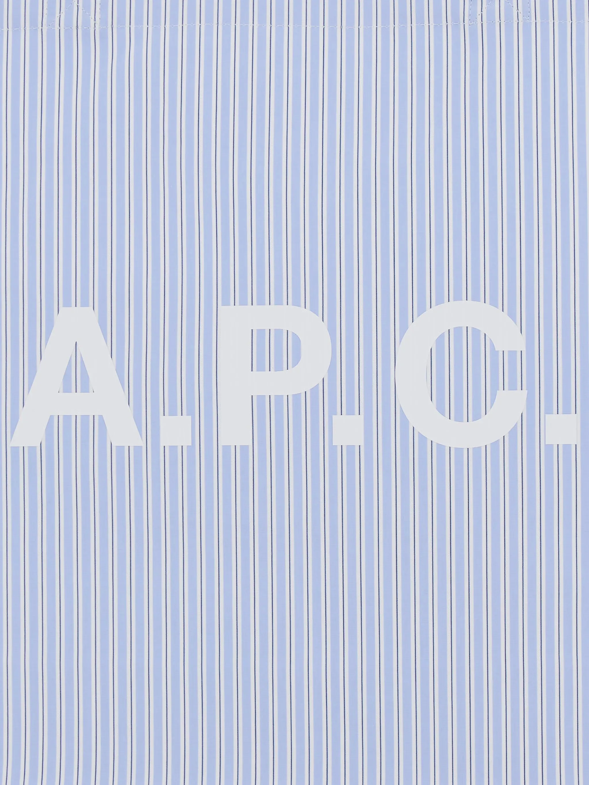 A.p.c. Striped Cotton Shopping Handbag with Logo Print - Image 3