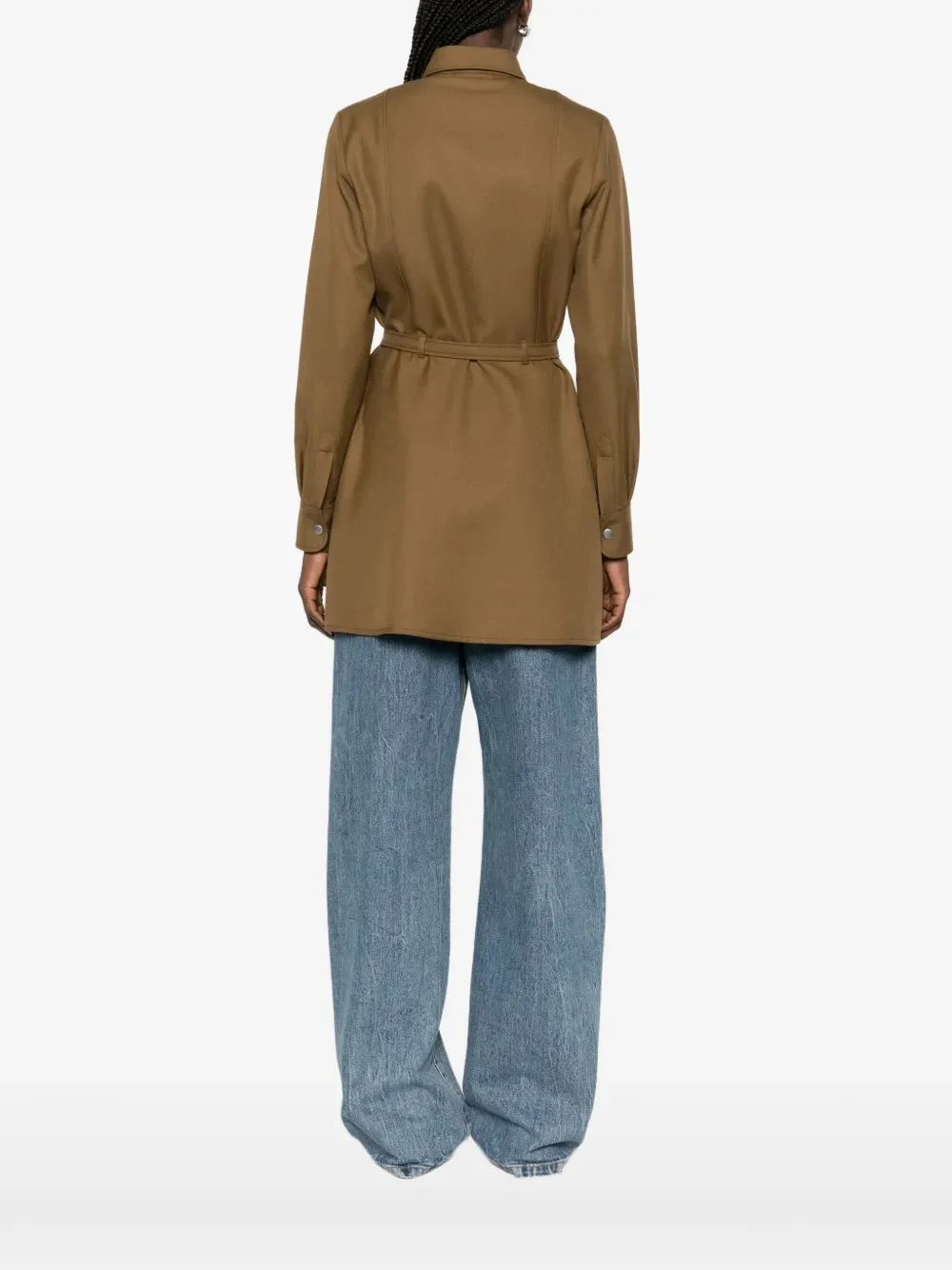 A.p.c. Women’s Belted Wool-Blend Shirt Dress with Front Buttons, Size 36 - Image 4