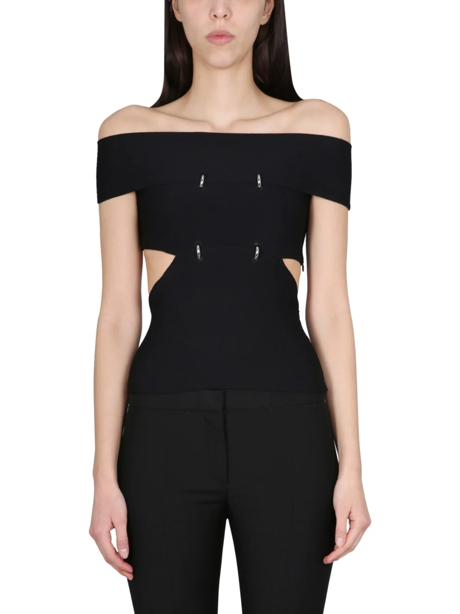 ALEXANDER McQUEEN Cut-out Off-shoulder Top