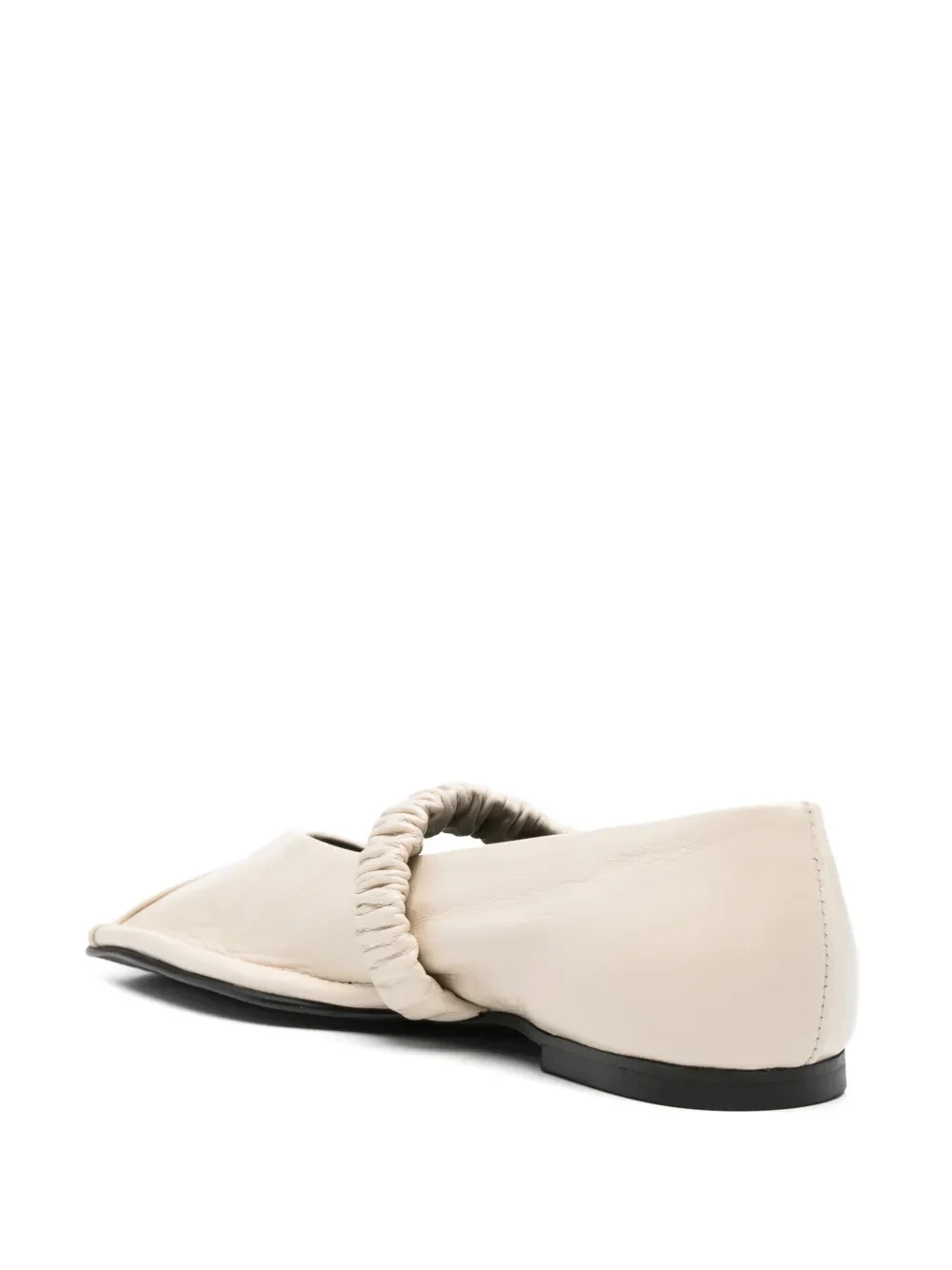 Alohas Square Toe Leather Flat Shoes with Ruched Front Strap - Image 3