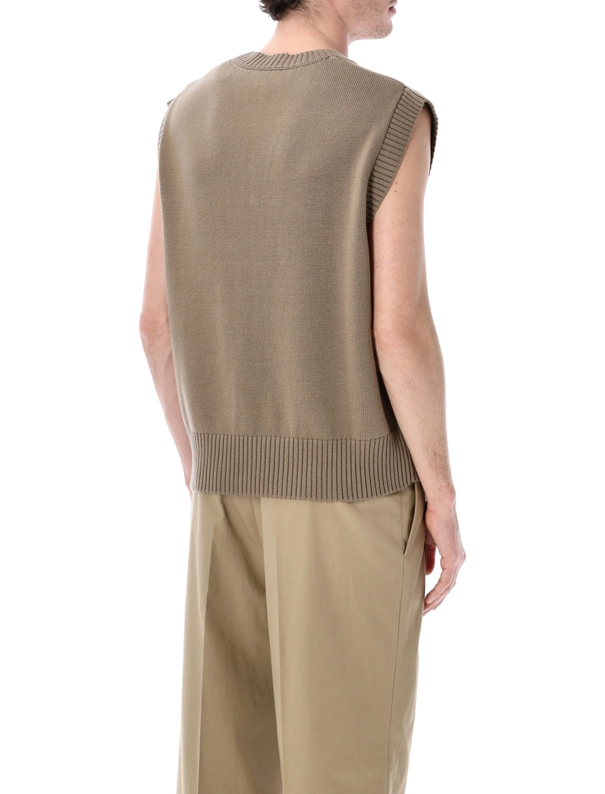 Ami Paris Sleeveless Knit Sweater - Unisex V-Neck Design (Size M) - Image 2