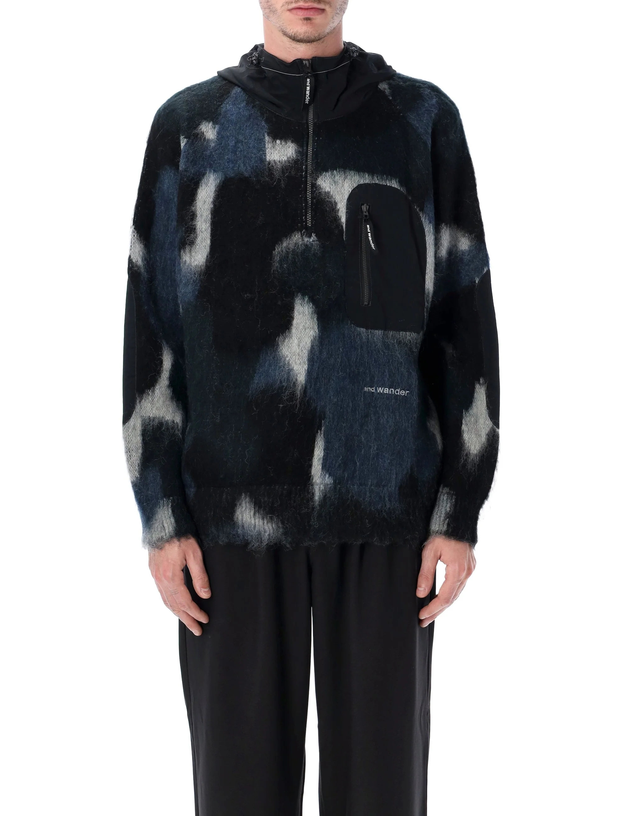 AND WANDER Mix Color Shaggy Knit Hoodie - Image 4