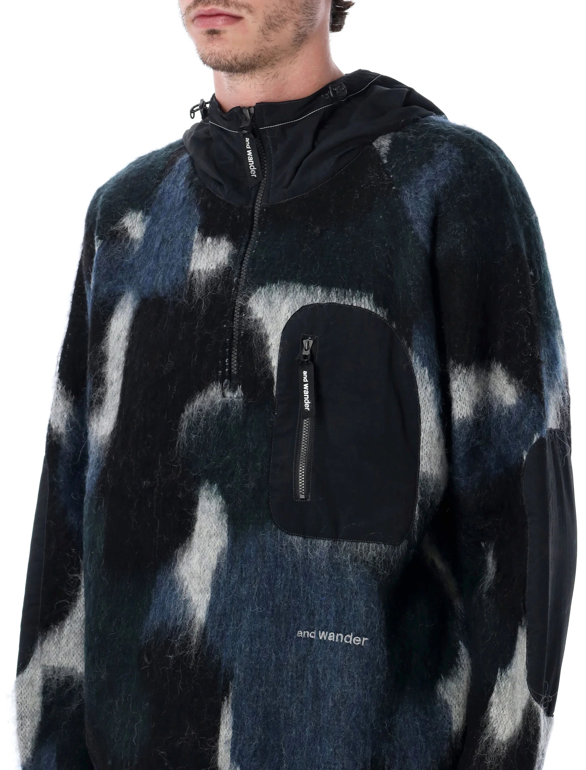 AND WANDER Mix Color Shaggy Knit Hoodie - Image 6