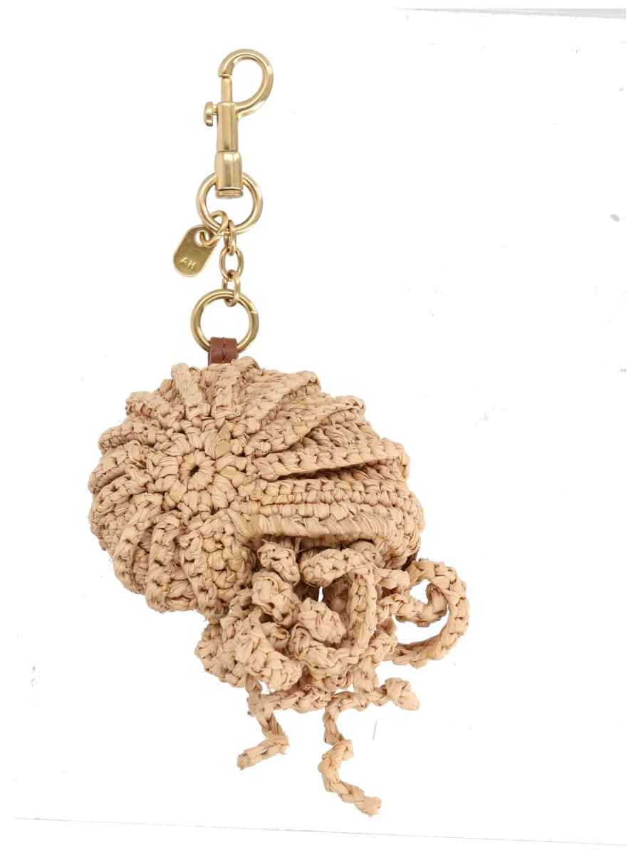 ANYA HINDMARCH Hermit Crab Leather-trimmed and Raffia Bag Charm - Image 3