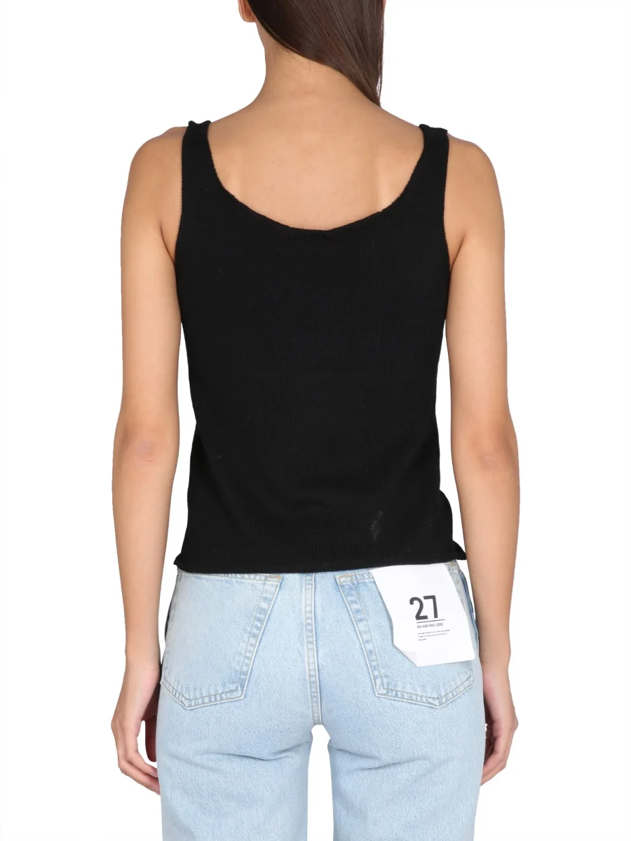 Aspesi Round Shoulder Ribbed Cotton Top for Women - Image 3