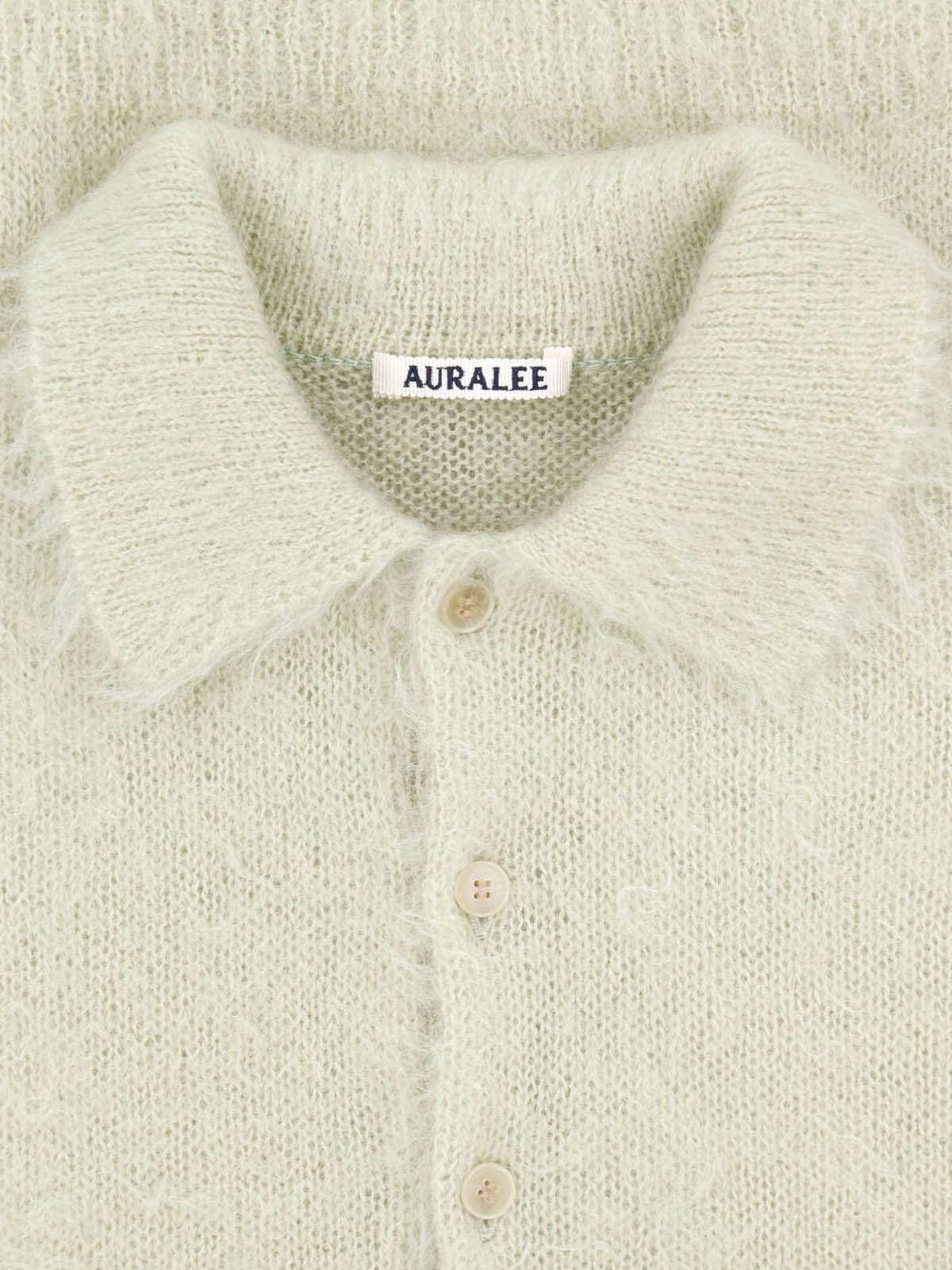 Auralee Mohair-Wool Knit Polo Shirt - Image 3