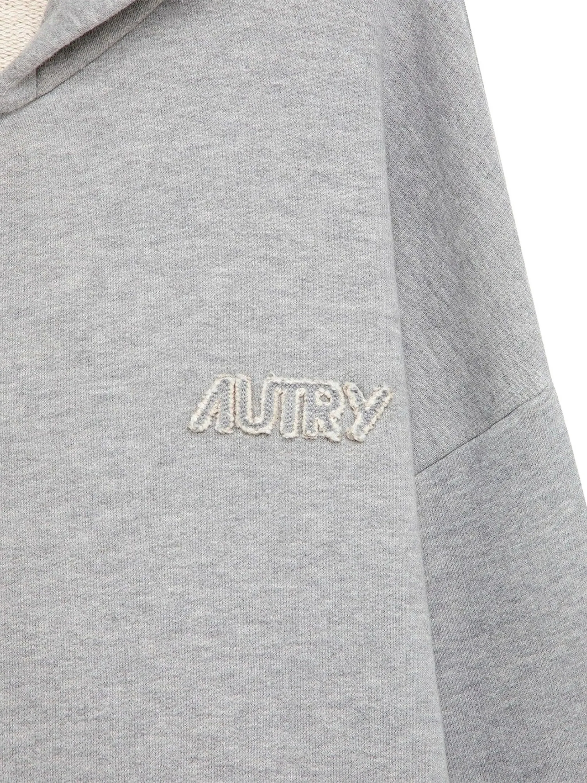Autry Full-Zip Cotton Hoodie with Kangaroo Pocket and Embroidered Logo Patch - Image 3