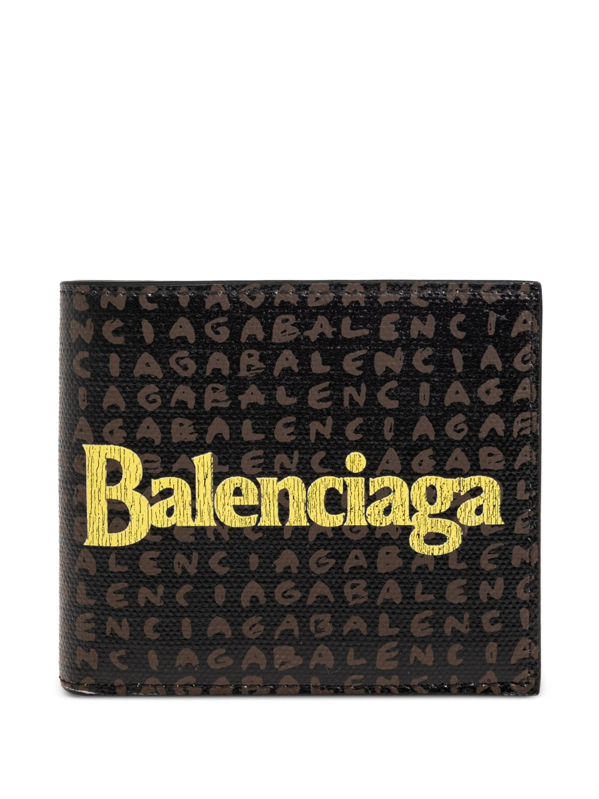Balenciaga Logo-Print Mini Bi-Fold Wallet