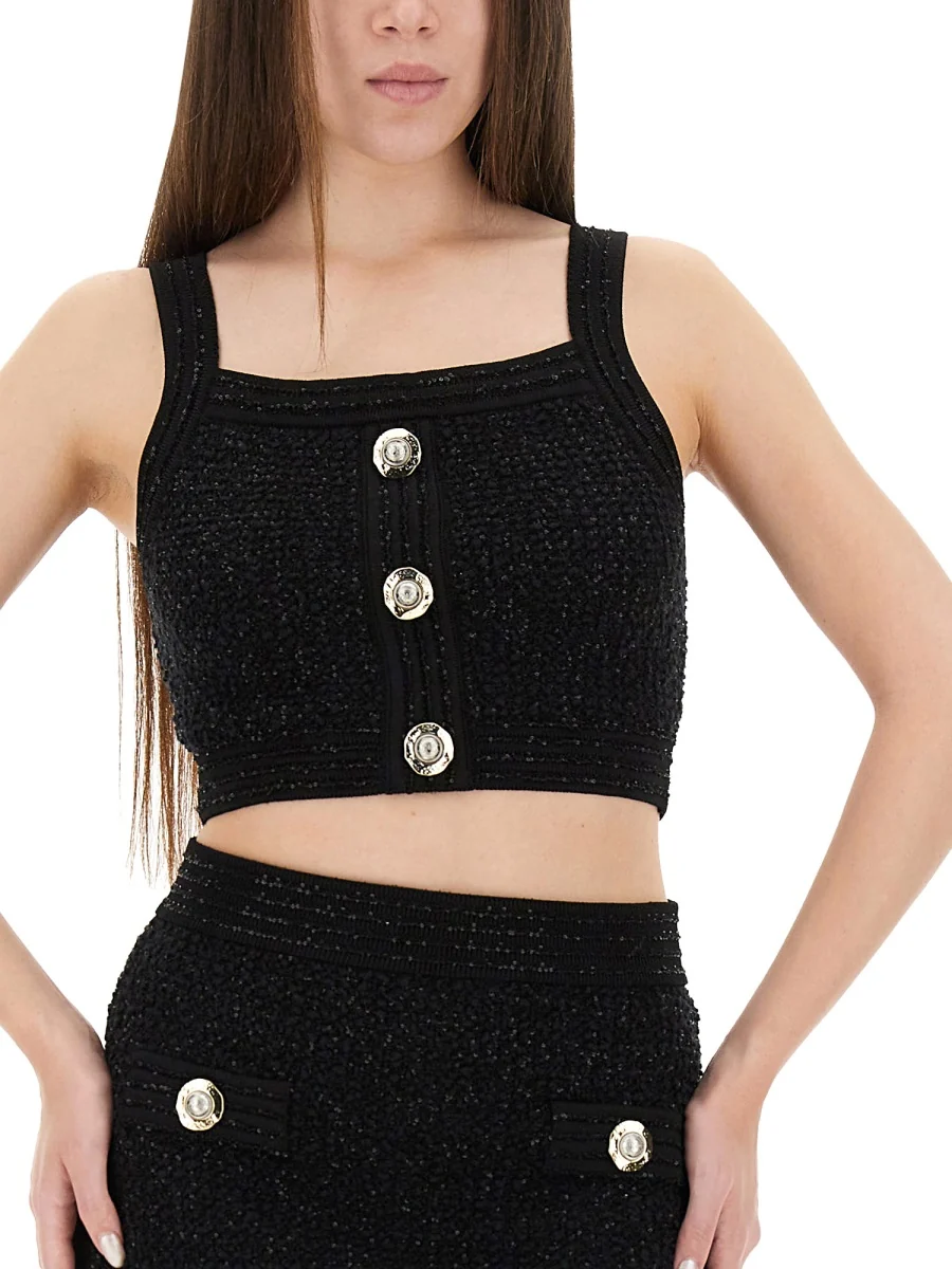BALMAIN Button-embellished Cropped Top - Image 2