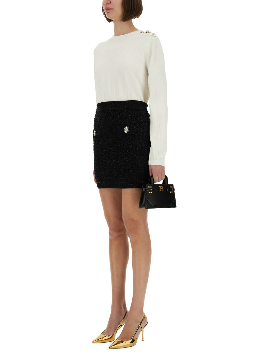 BALMAIN Button Embellished High-Waisted Mini Skirt - Image 6