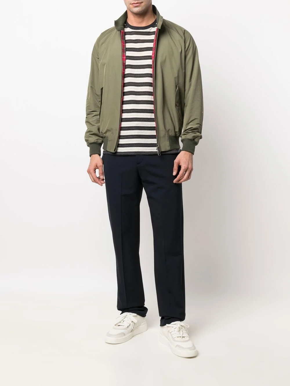 Baracuta Men's Cotton Blend Band Collar Zip Front Jacket with Long Sleeves - Image 7