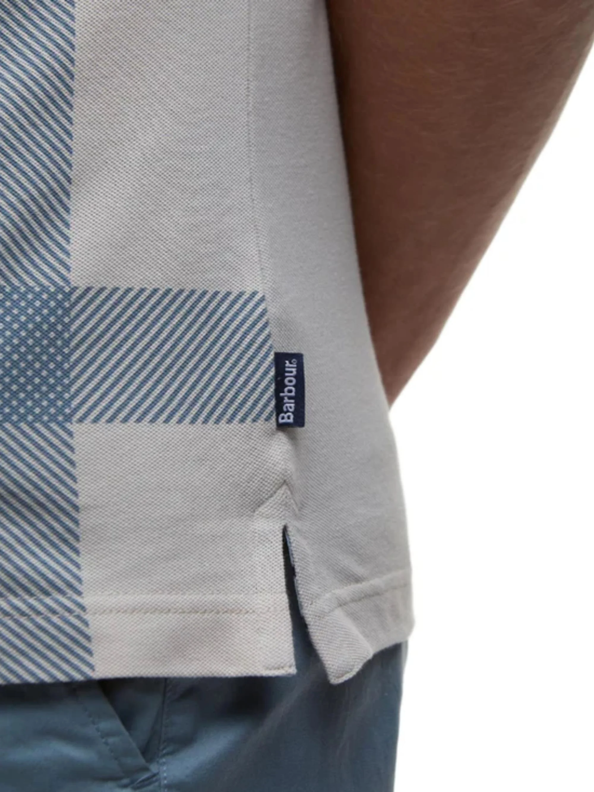 Barbour Men's Light Beige Short Sleeve Polo with Check Pattern - Image 7