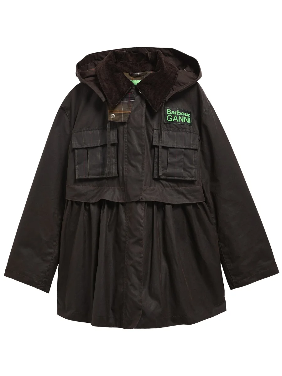 BARBOUR X GANNI Peplum Wax Jacket in Tartan - Image 7