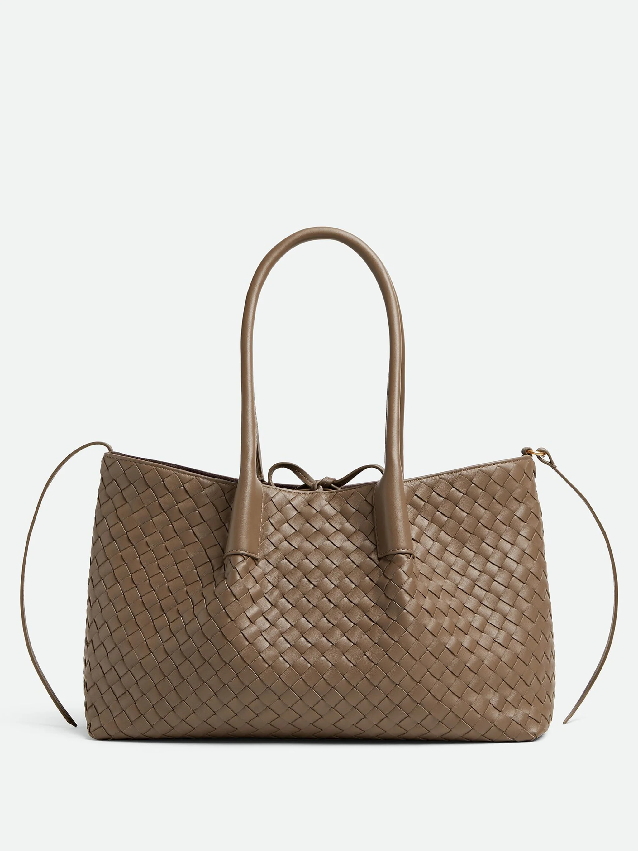 Bottega Veneta 20cm Mini Reversible Intrecciato Silky Calfskin Tote Handbag with Double Leather Tie Closure