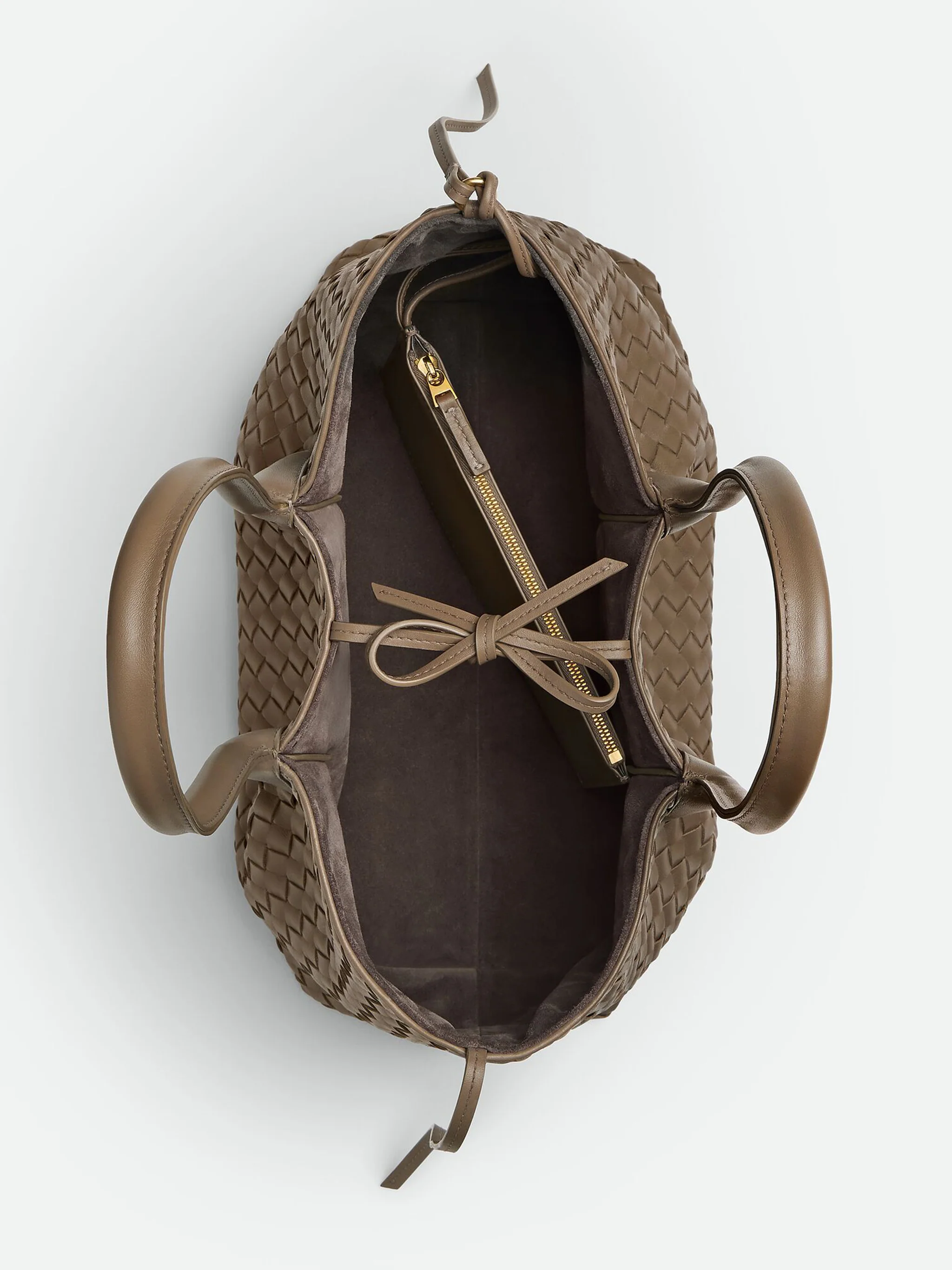 Bottega Veneta 20cm Mini Reversible Intrecciato Silky Calfskin Tote Handbag with Double Leather Tie Closure - Image 2