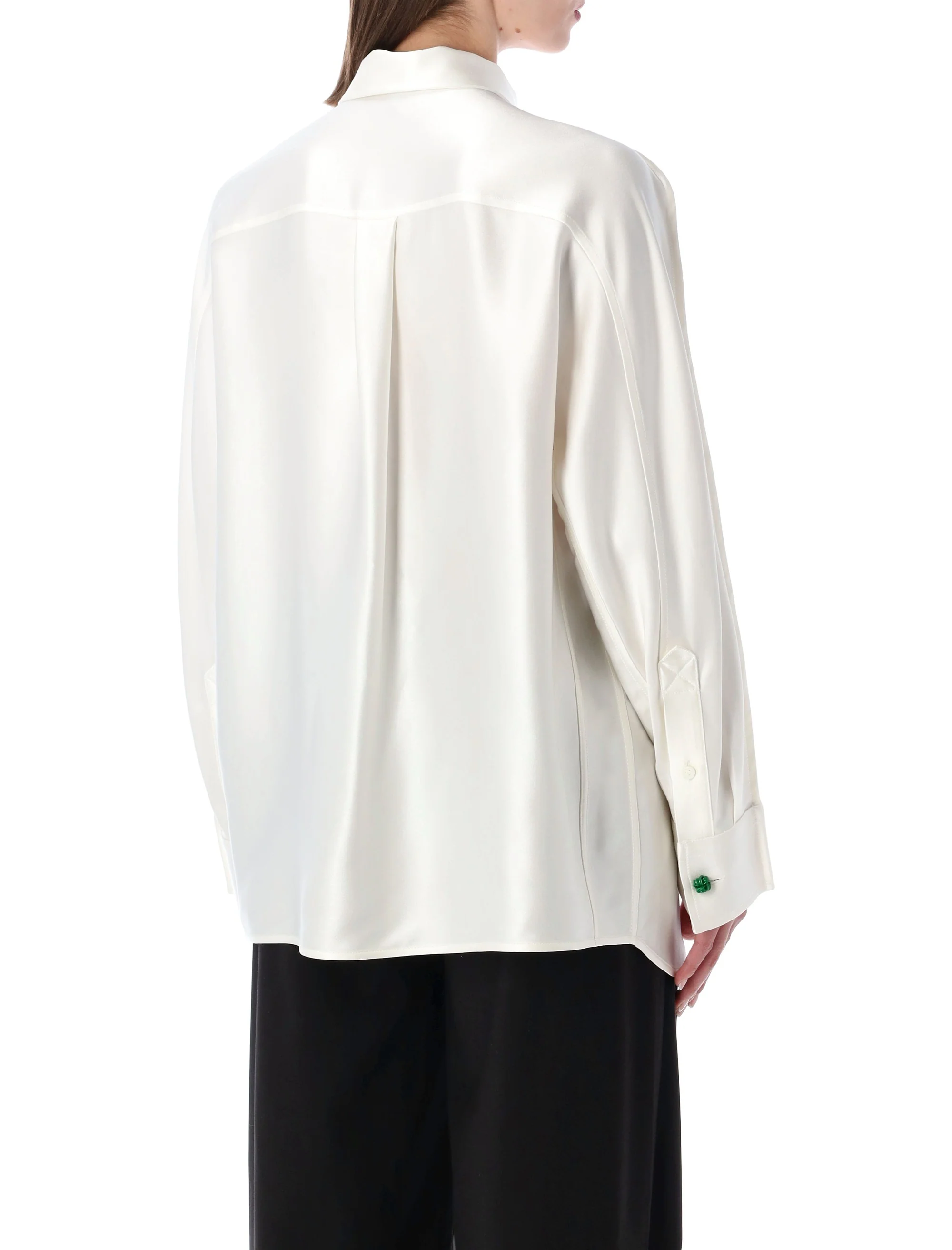 Bottega Veneta Oversized Silk Satin Shirt with Tailored Necktie and Knot Cuff Buttons - Size 40 - Image 2