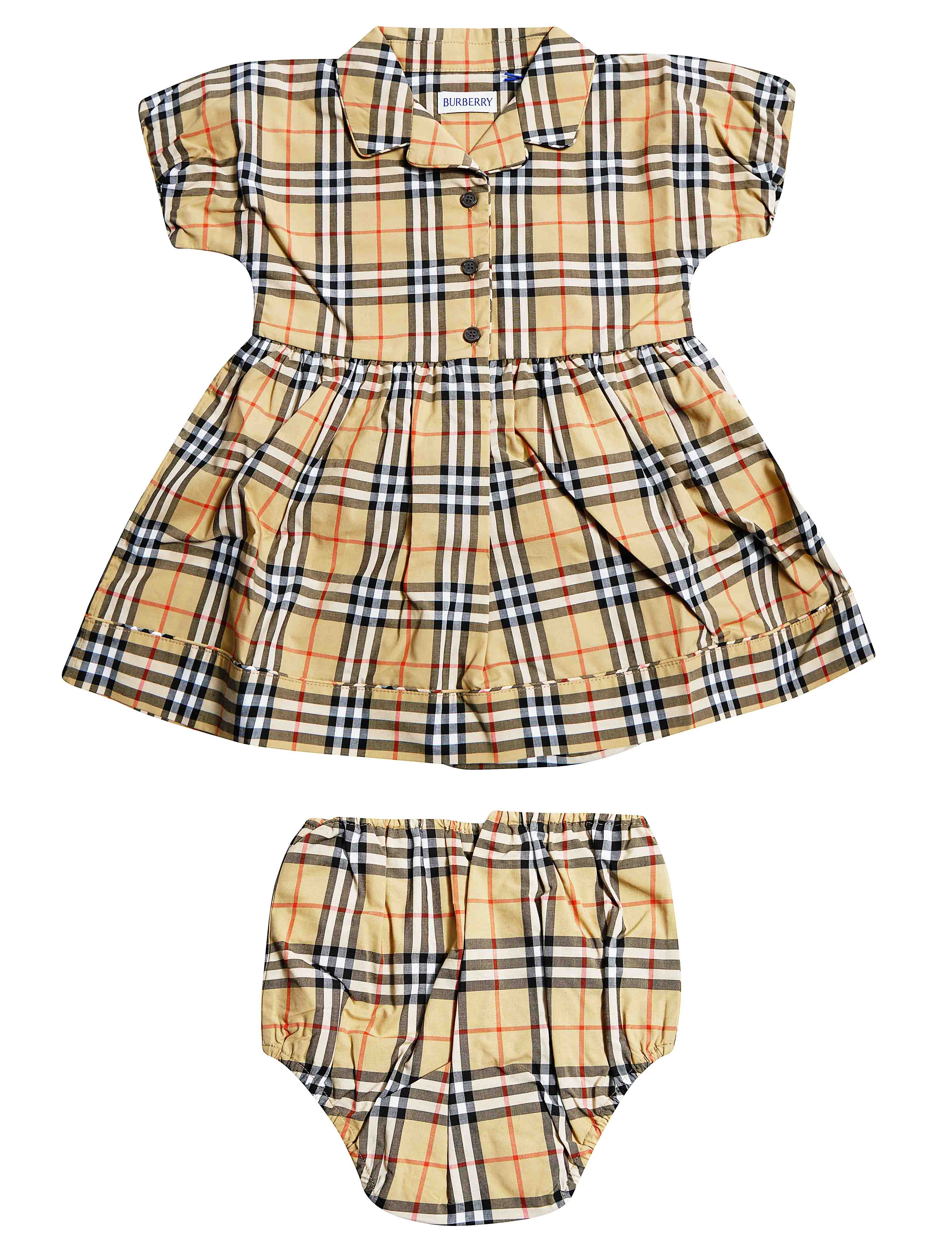 Burberry Kids Checked Footed Romper - Image 2