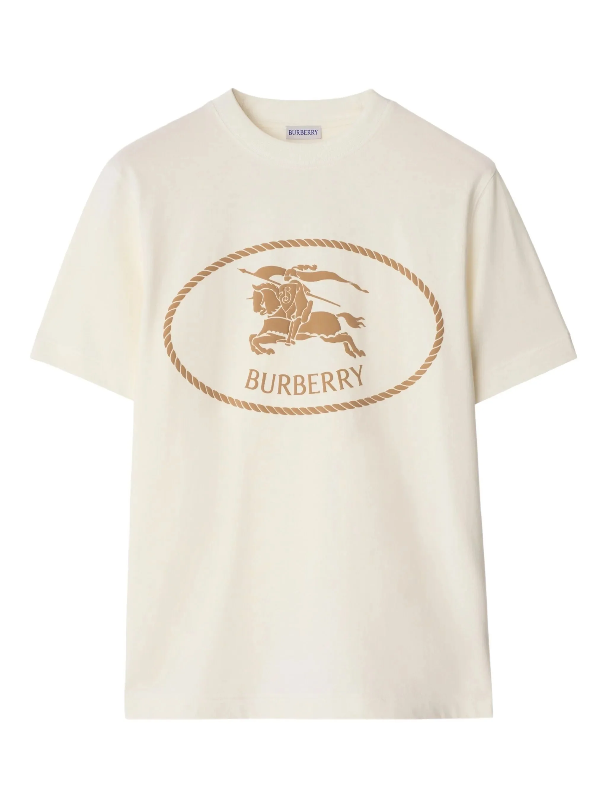 Burberry Rib-Knit Neckline Equestrian Knight Graphic Tee - Size M