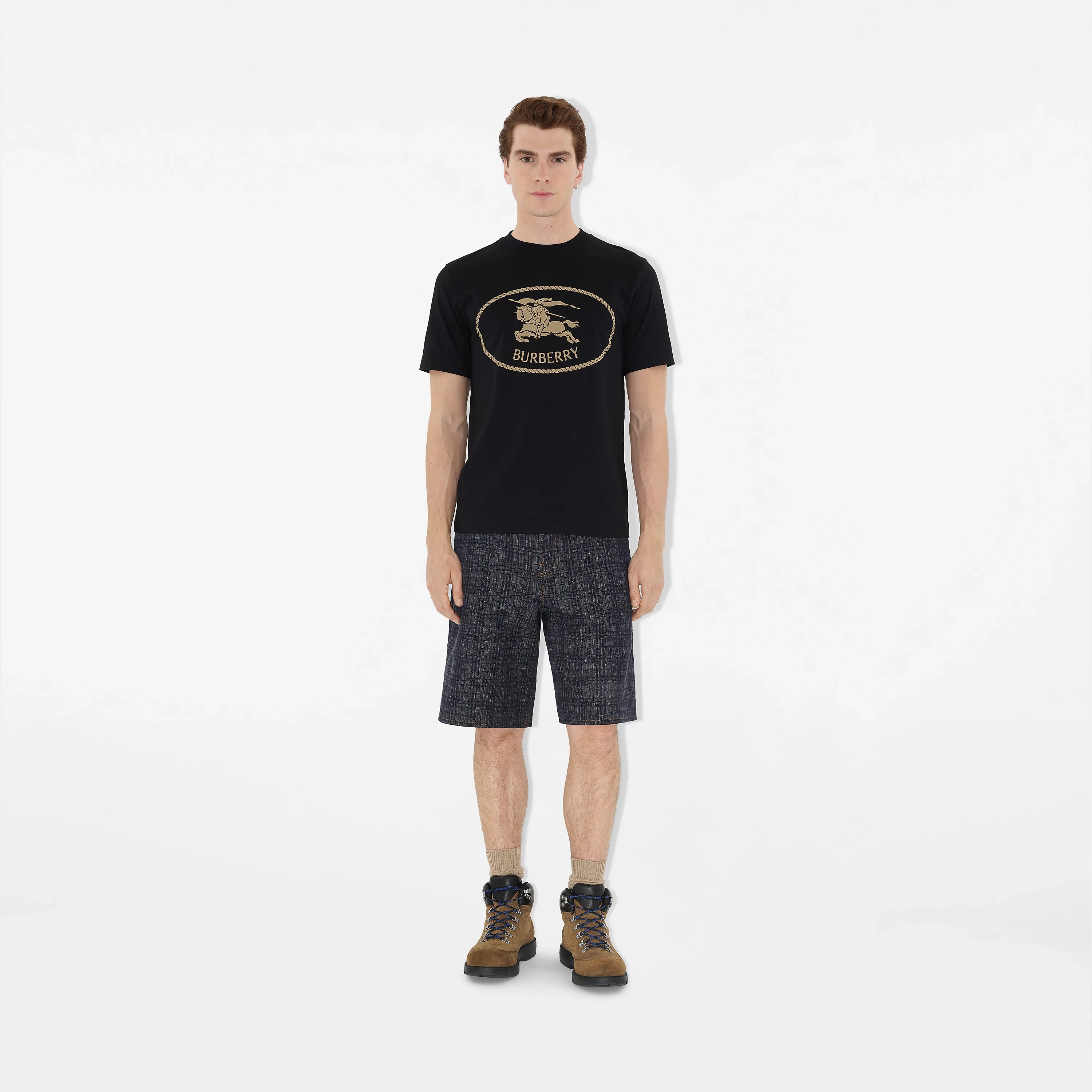 Burberry Slim Fit Ribbed Neckline T-Shirt with Equestrian Knight Print - Size M - Image 2