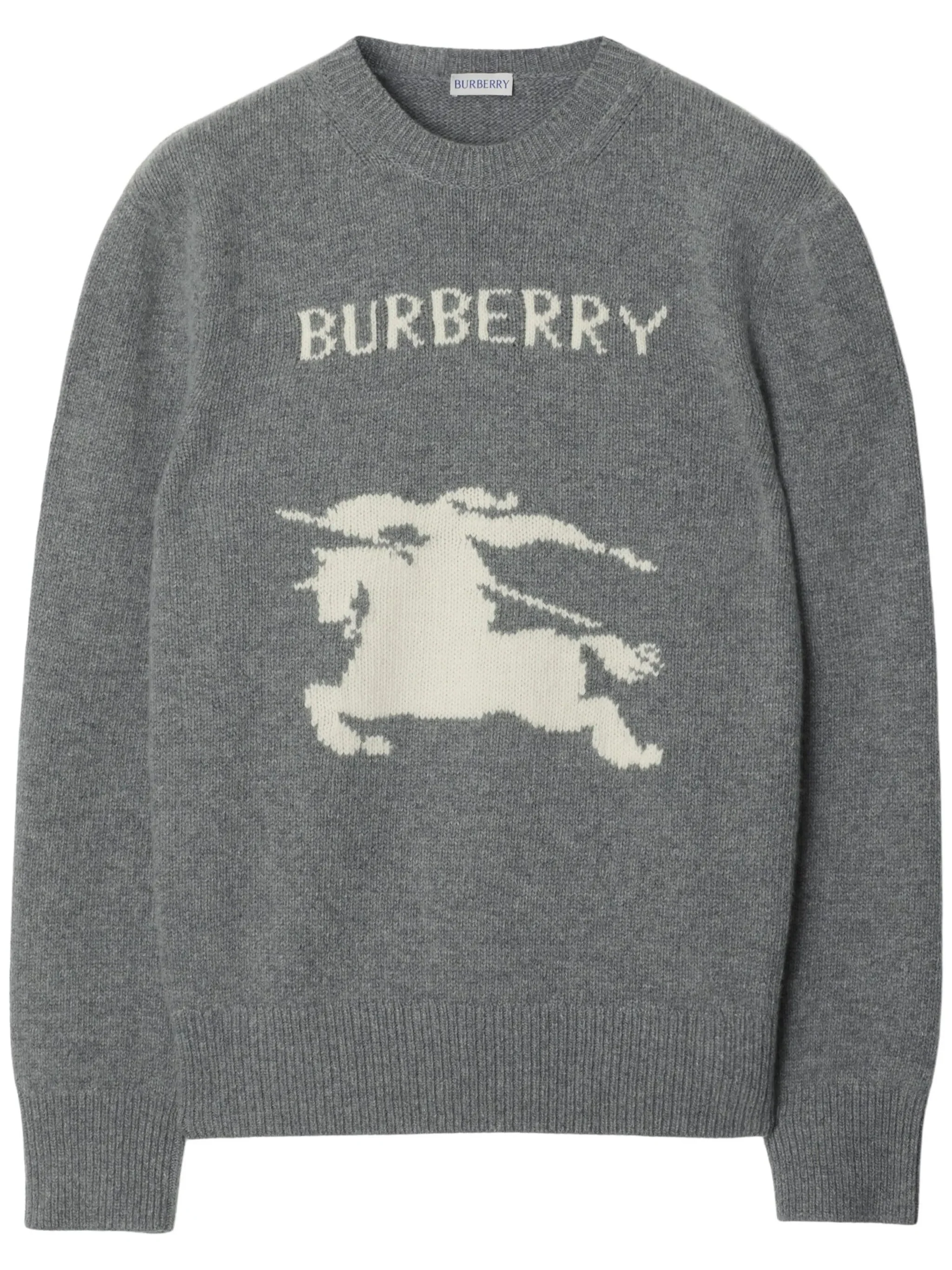 Burberry Wool-Cashmere Crewneck Sweater with Rib-Knit Trims