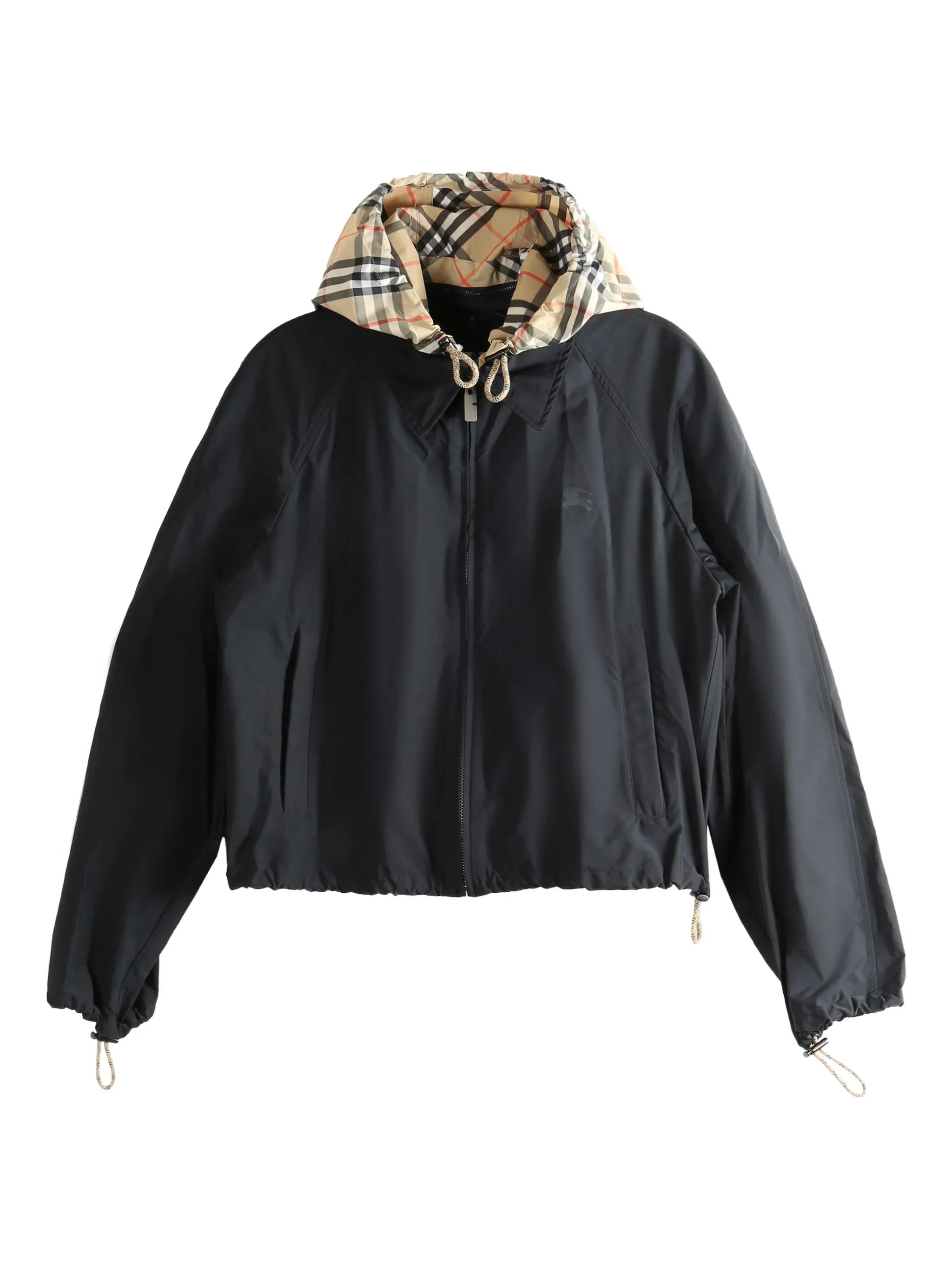 Burberry? Zip-Front Hooded Jacket with Detachable Drawcord Hood and Equestrian Knight Print