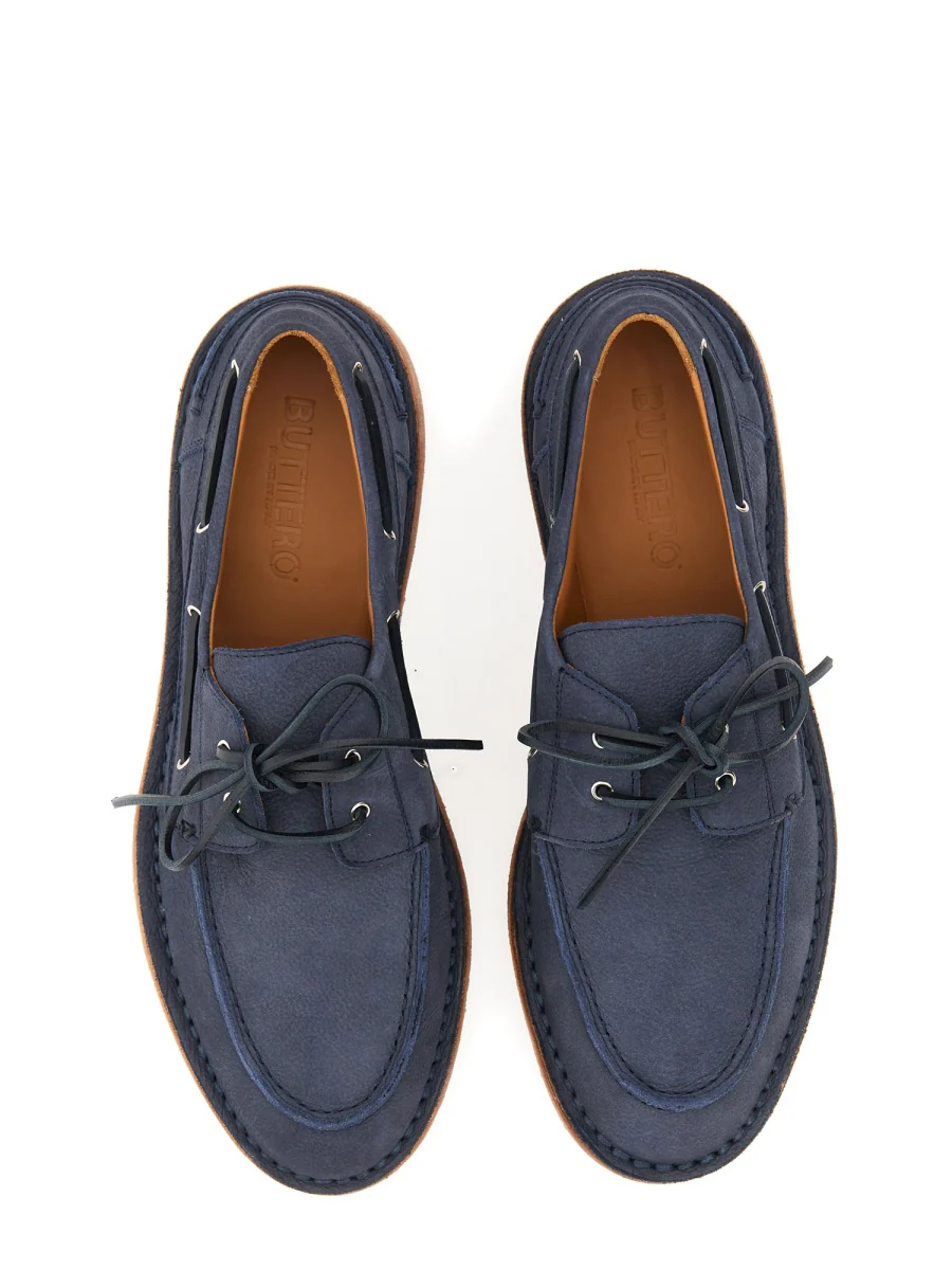 BUTTERO Leather Lace-up Boat Shoes - Image 6