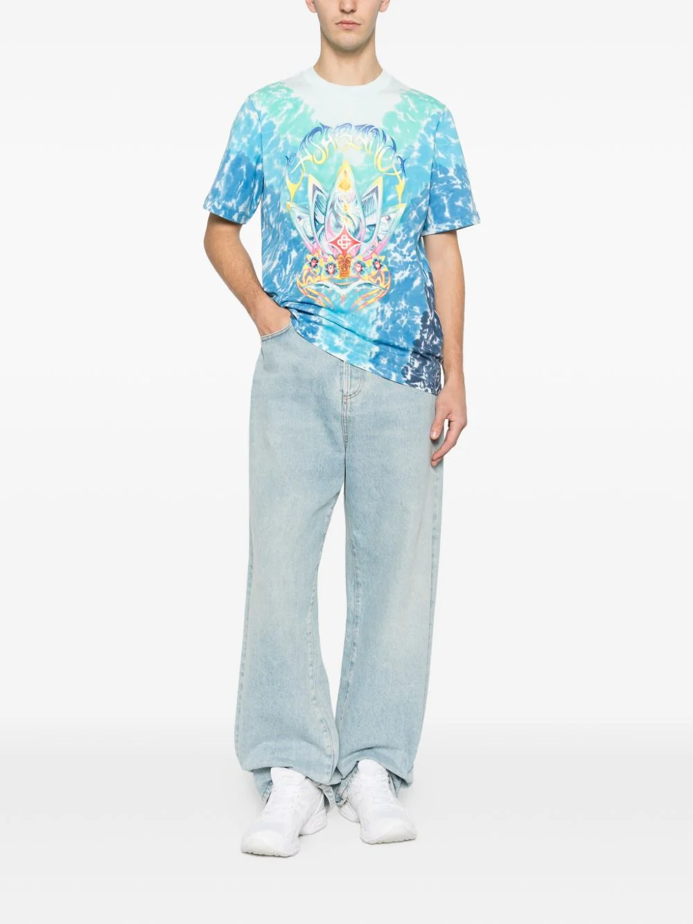 Casablanca Casual Crew-Neck Tie-Dye T-Shirt in Organic Cotton - Image 2