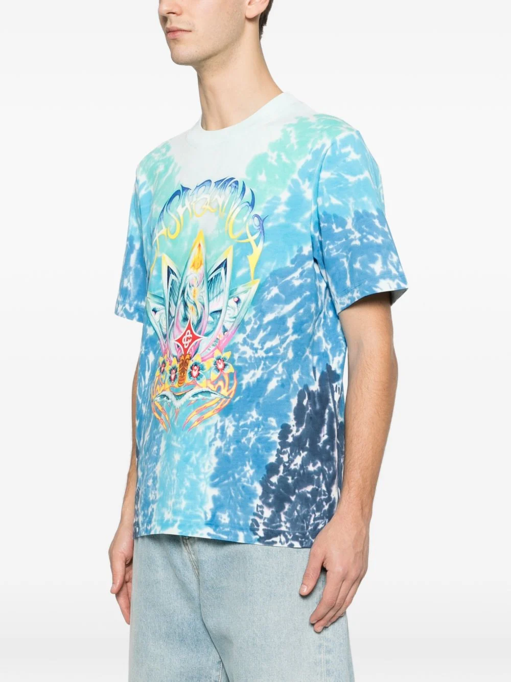Casablanca Casual Crew-Neck Tie-Dye T-Shirt in Organic Cotton - Image 3