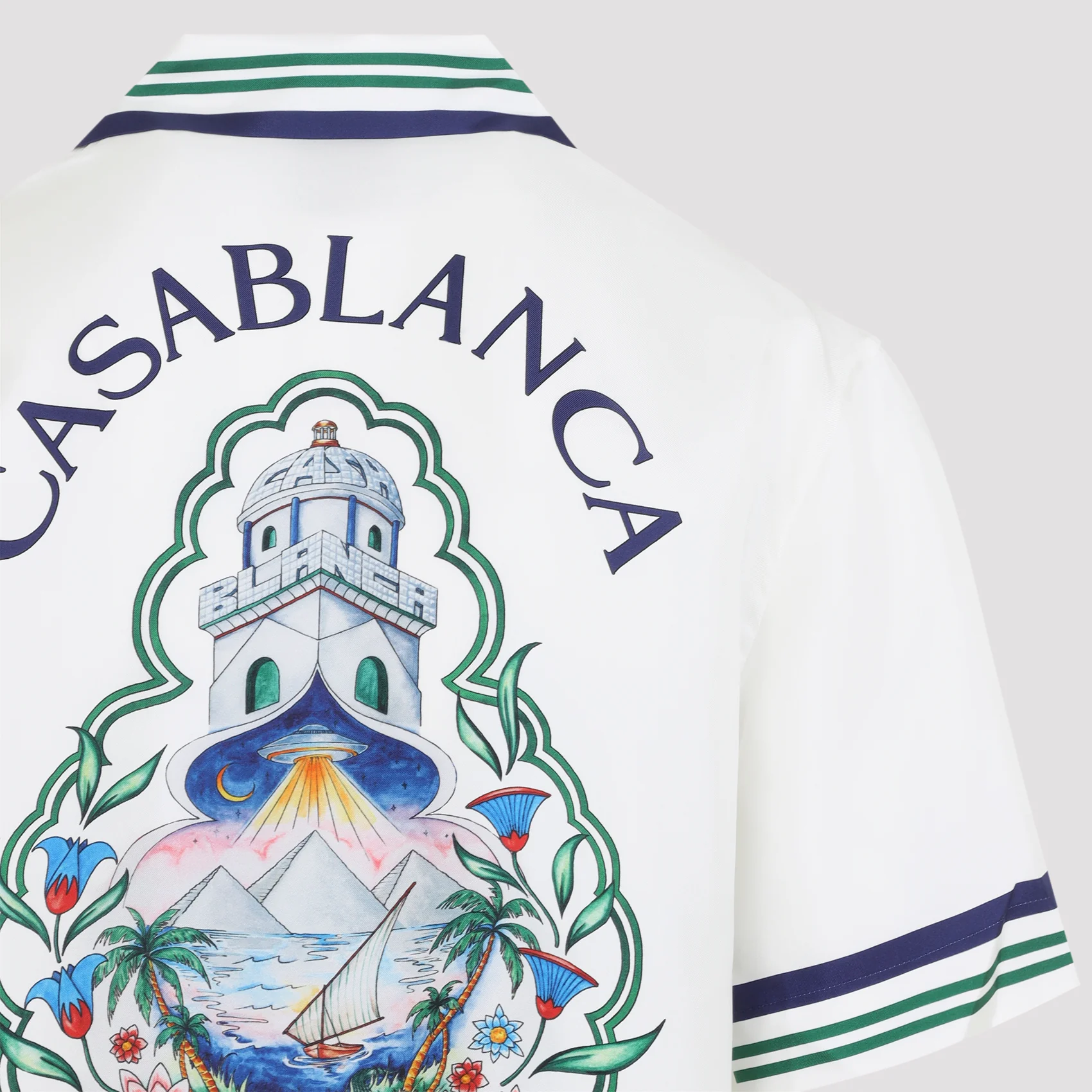 Casablanca Hotel Emblem Short Sleeve Silk Shirt - Image 5