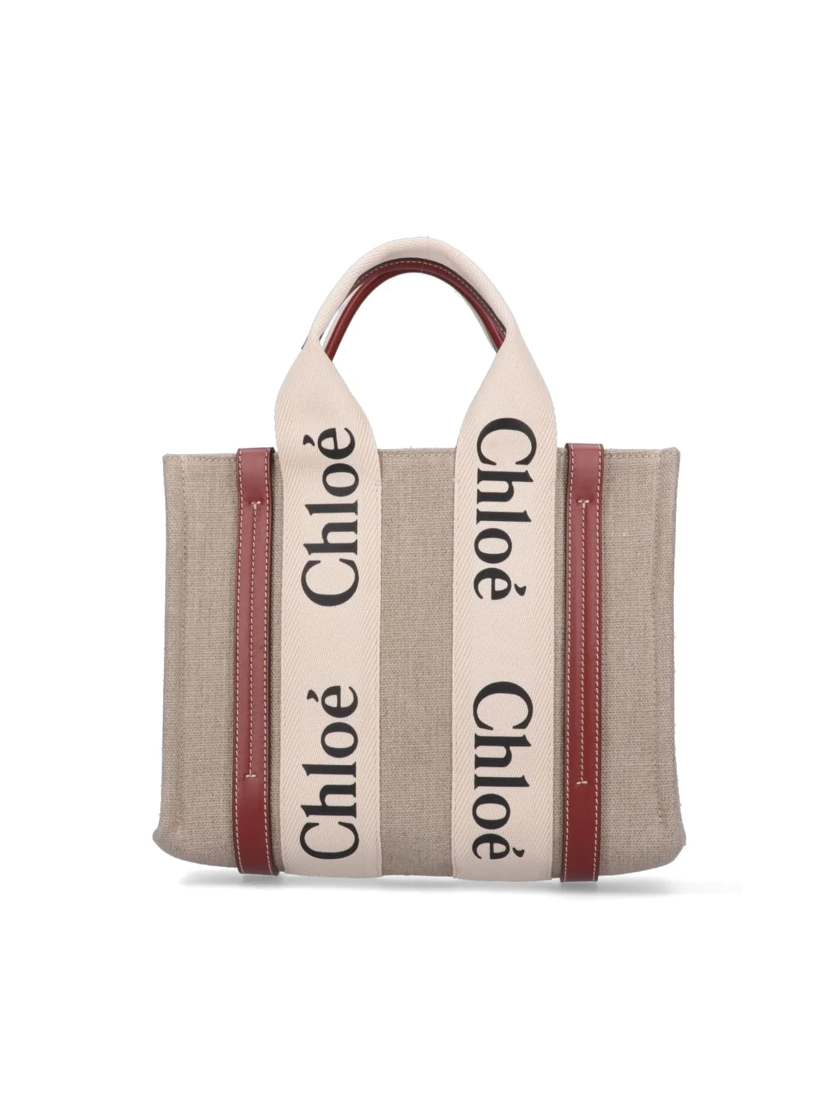 Chloé Linen & Calf Leather Handbag - Image 5