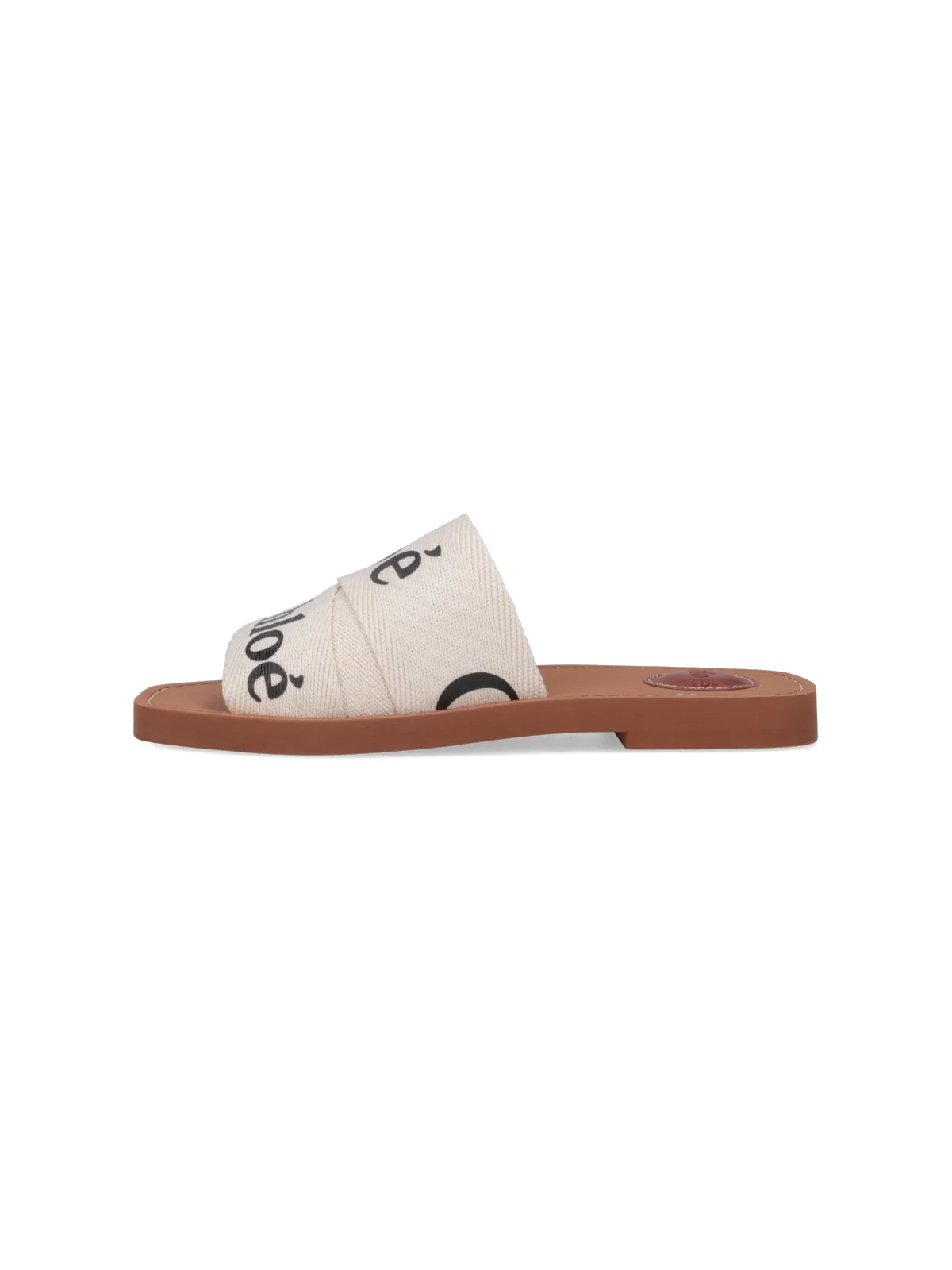 Chloé Linen Slide Sandals with Leather Accent - Image 3