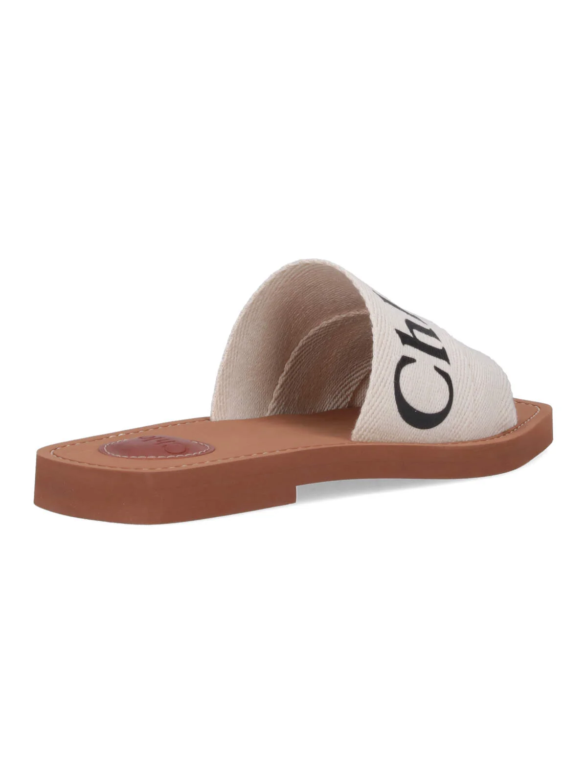 Chloé Linen Slide Sandals with Leather Accent - Image 4