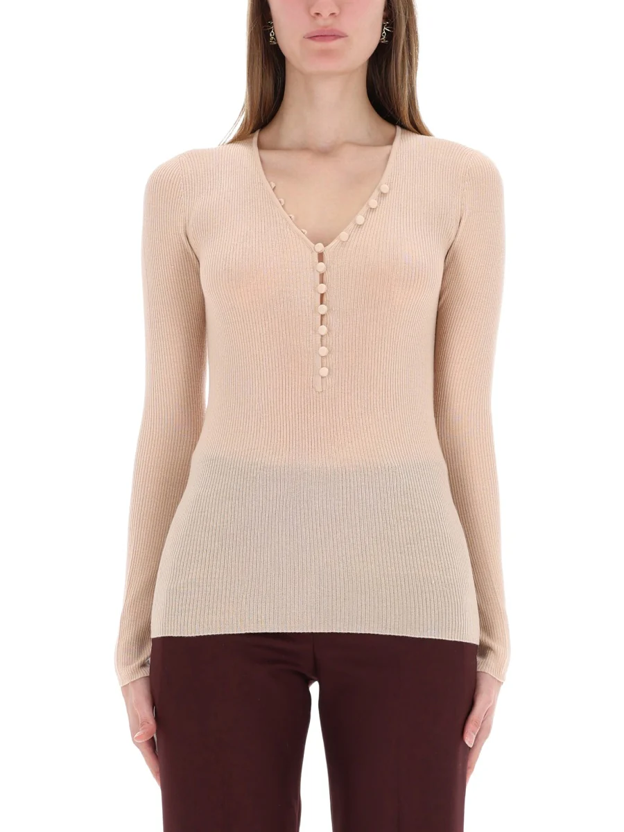 CHLOÉ Merino Wool Henley Sweater - Image 5