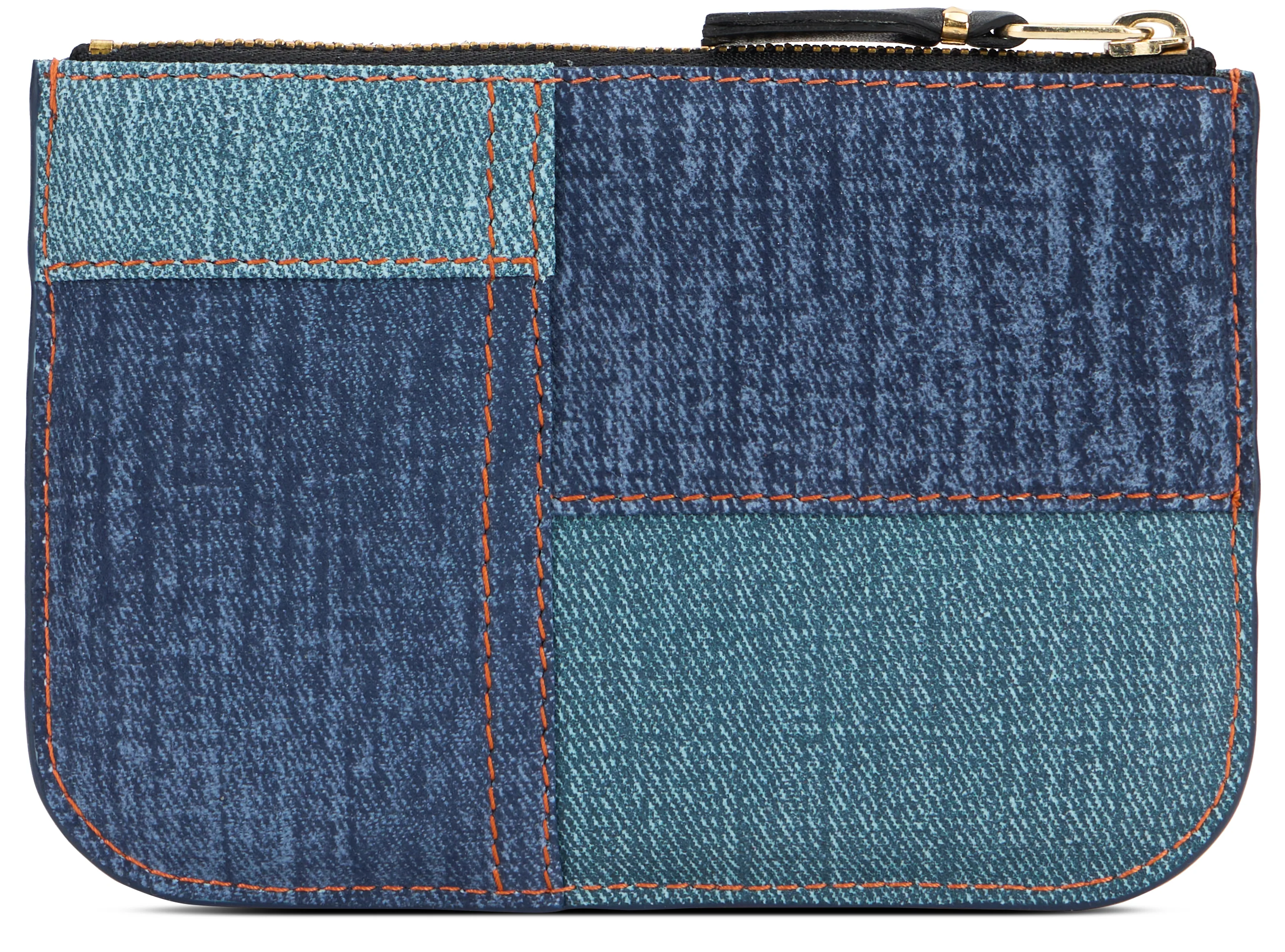 Comme Des Garçons Wallet Denim Patchwork Leather Wallet with Geometric Panel Design - Image 3