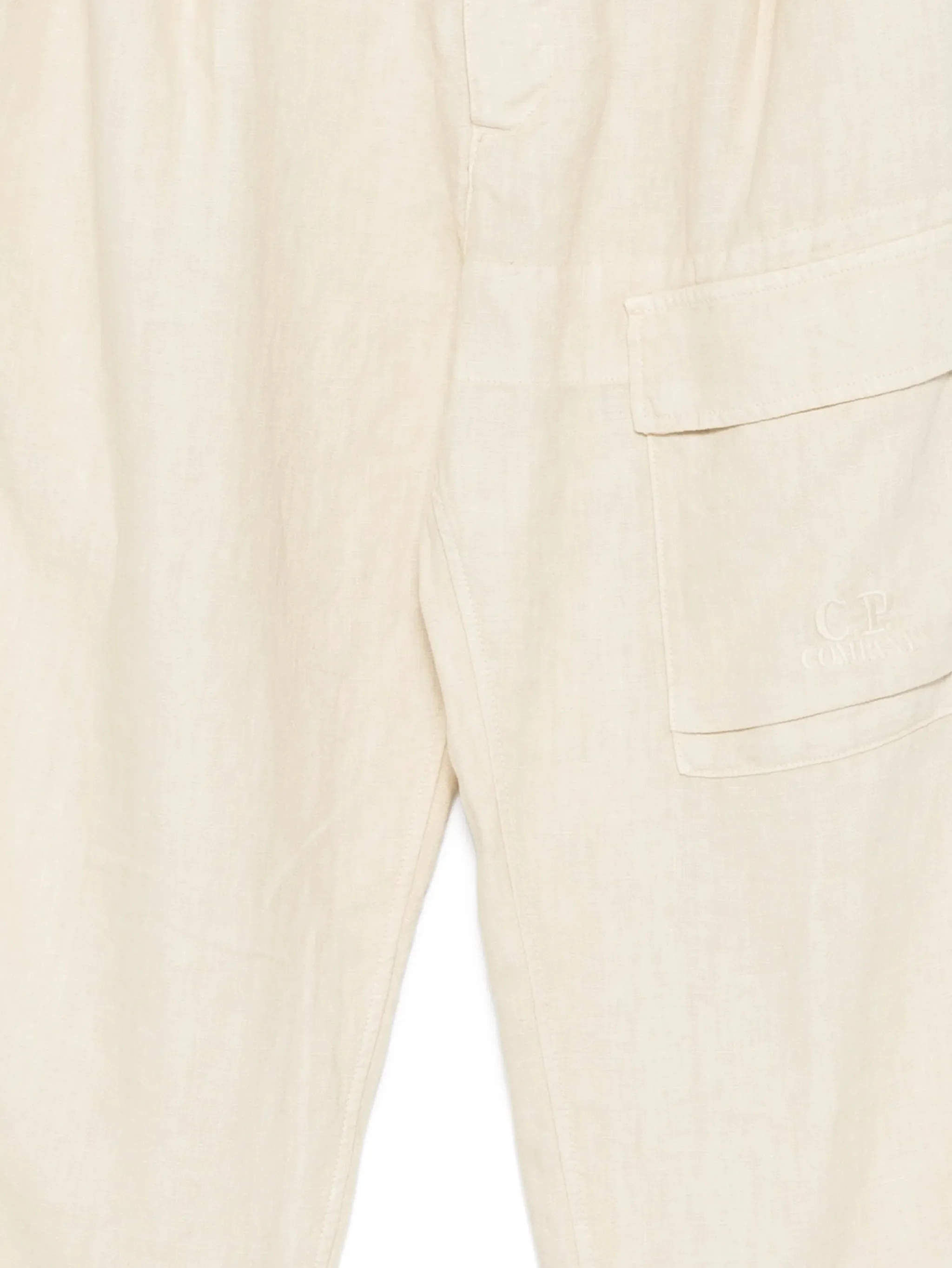 Cp Company Linen Cargo Pants with Drawstring Waist - Image 3