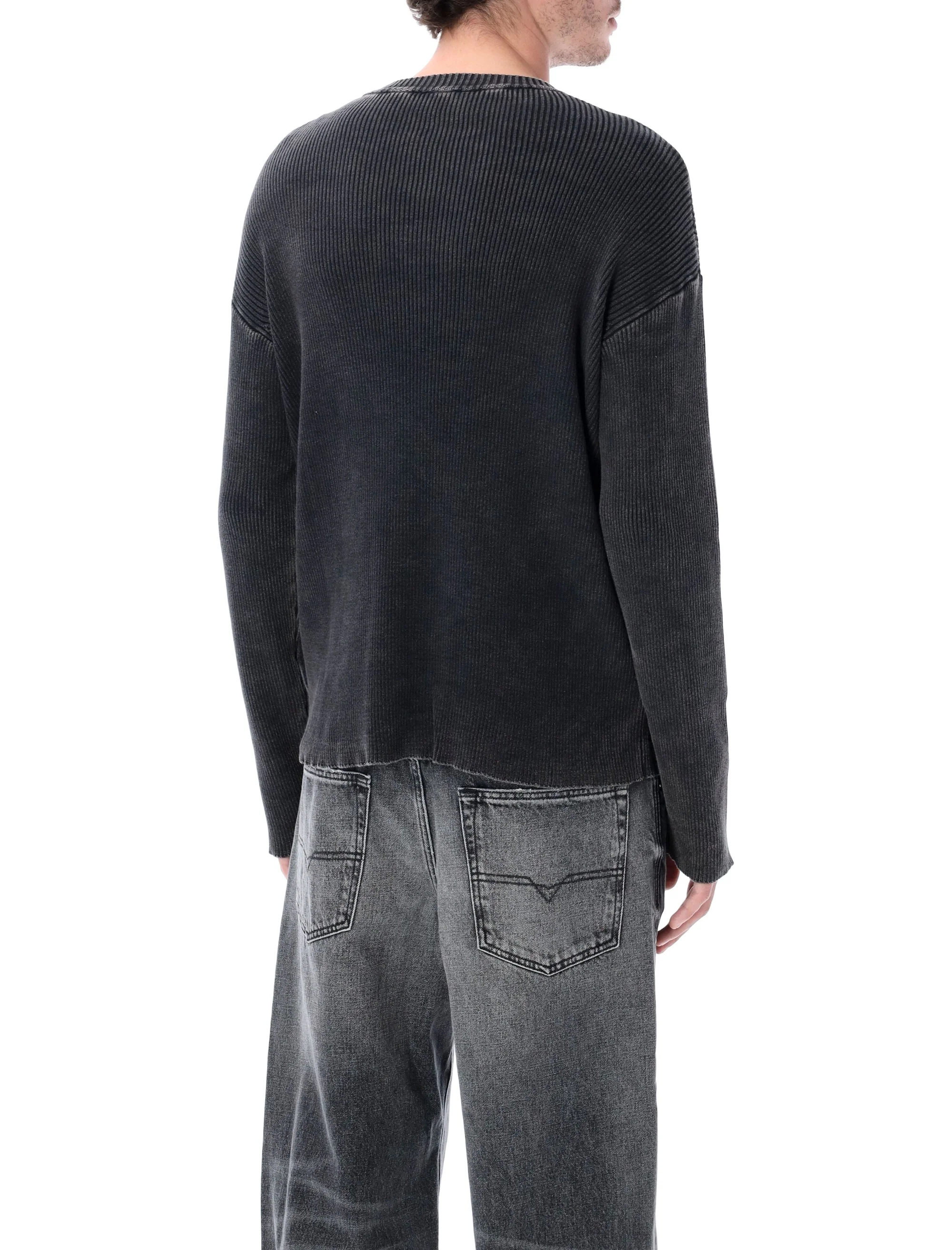 Diesel Cut-out Ribbed Jumper with Oval D Plaque - Image 2