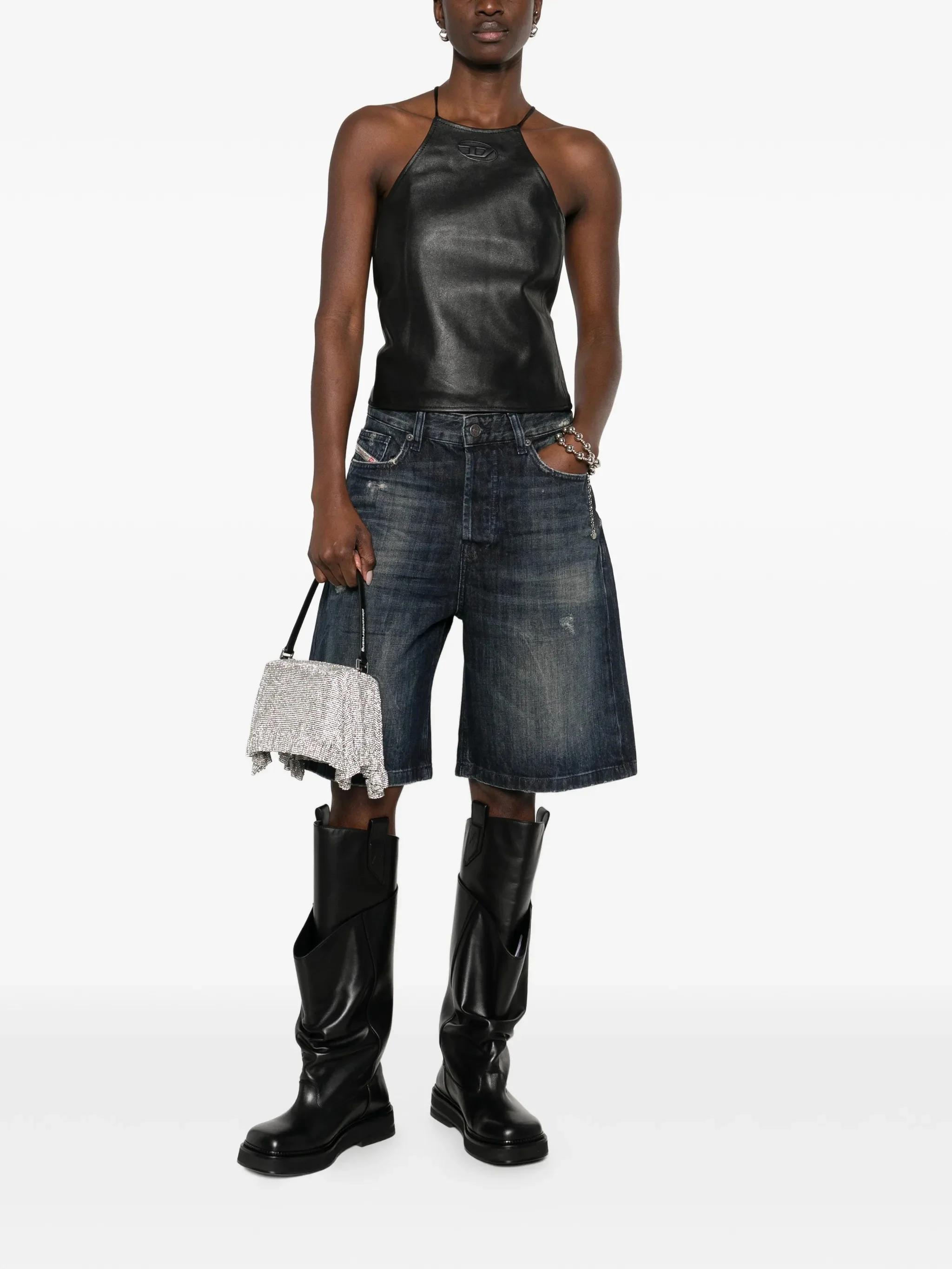 Diesel Front Button Closure Belt Loops Five-Pocket 100% Cotton Shorts - Image 2