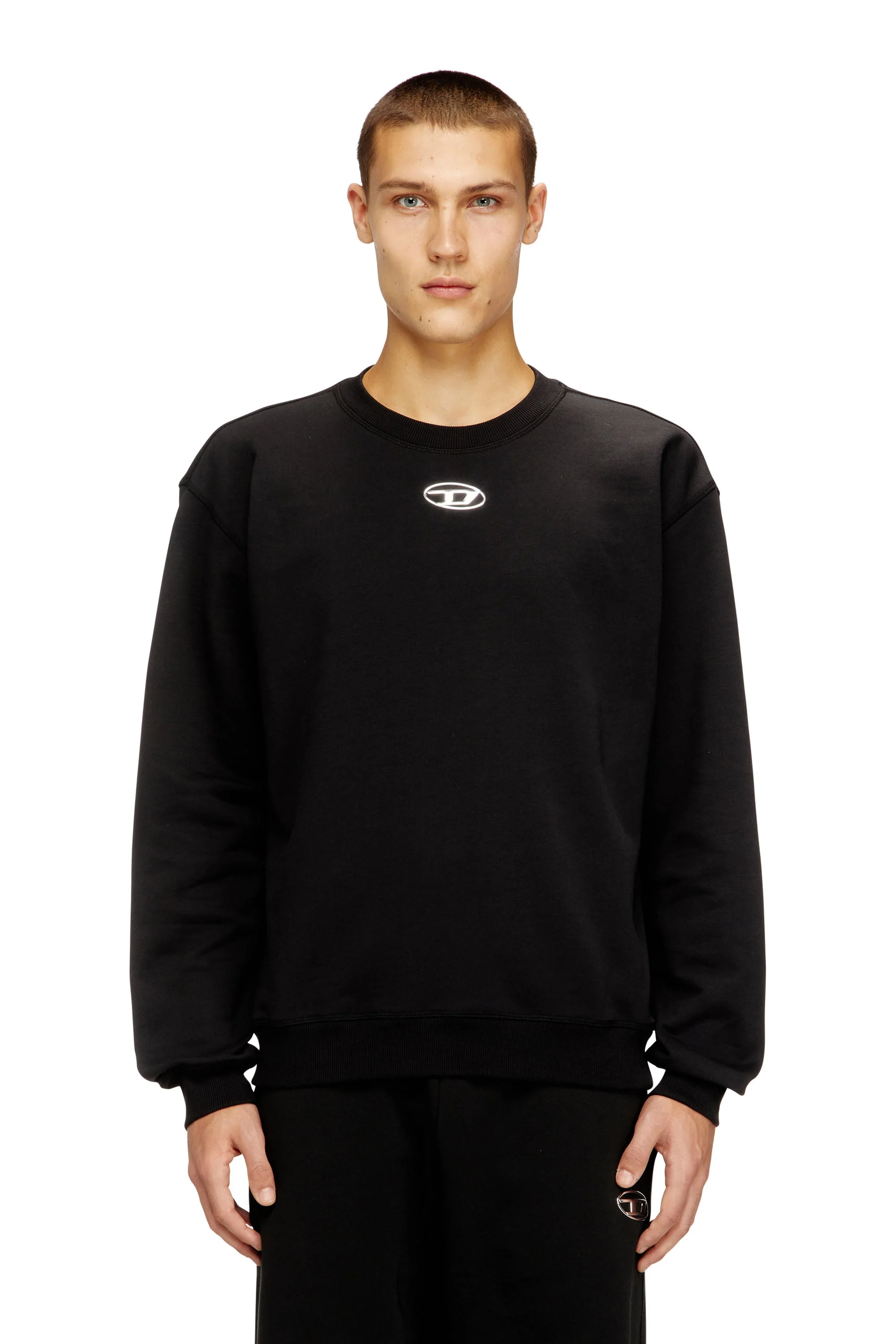 Diesel Men's Ribbed Sweatshirt with Silver Logo - Size L - Image 3