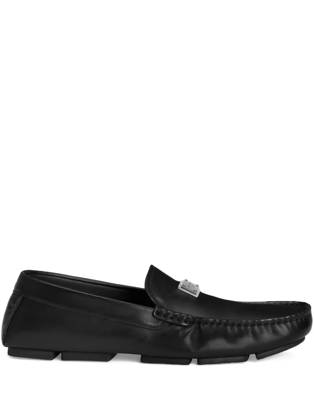 Dolce & Gabbana DG Driver Shape Leather Loafer with Logo Plate