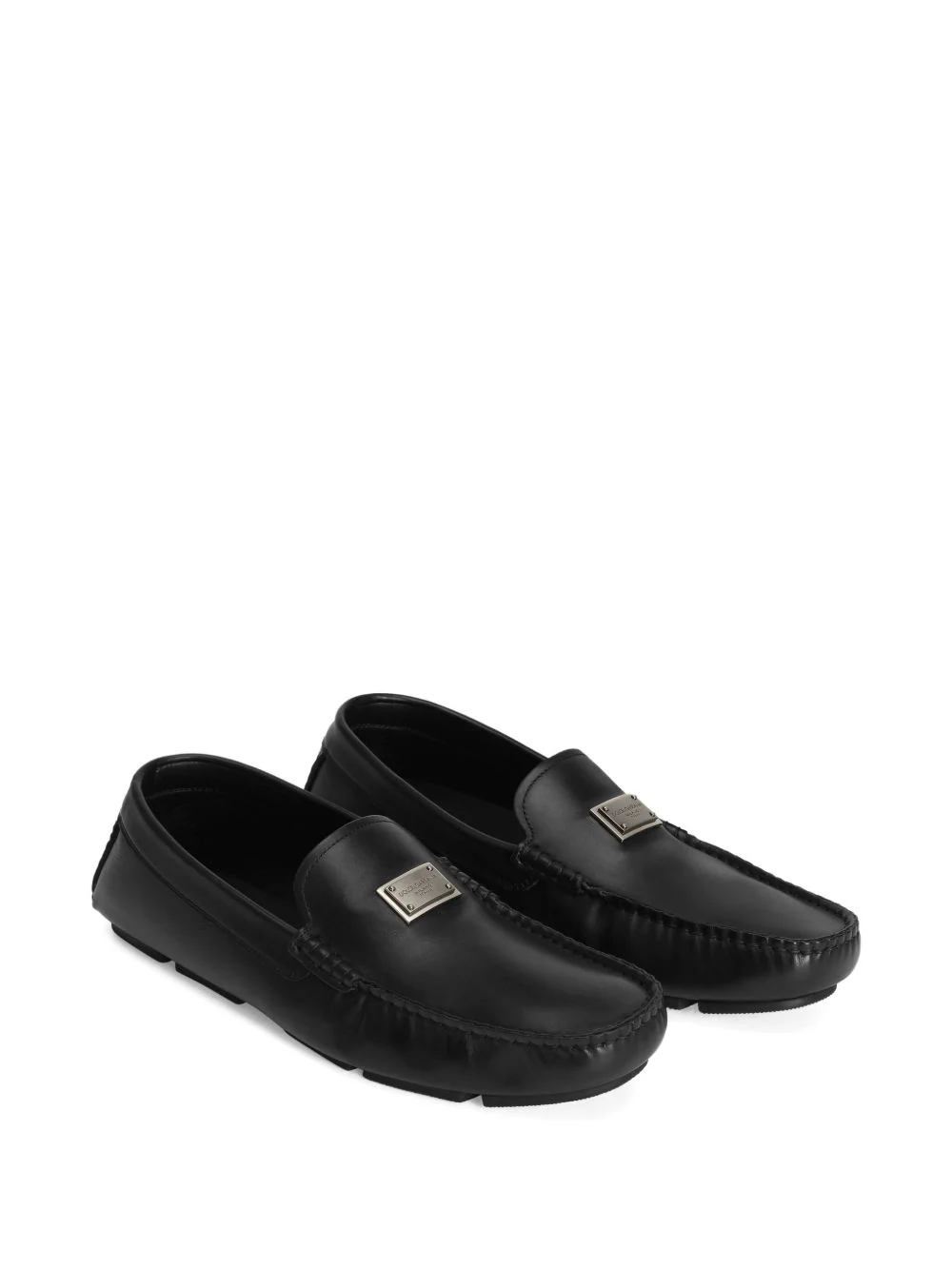 Dolce & Gabbana DG Driver Shape Leather Loafer with Logo Plate - Image 2