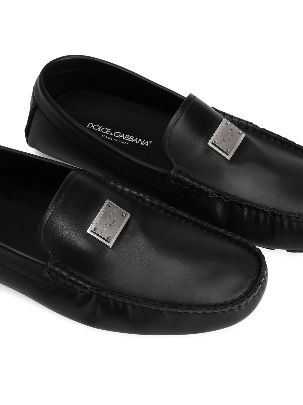 Dolce & Gabbana DG Driver Shape Leather Loafer with Logo Plate - Image 4