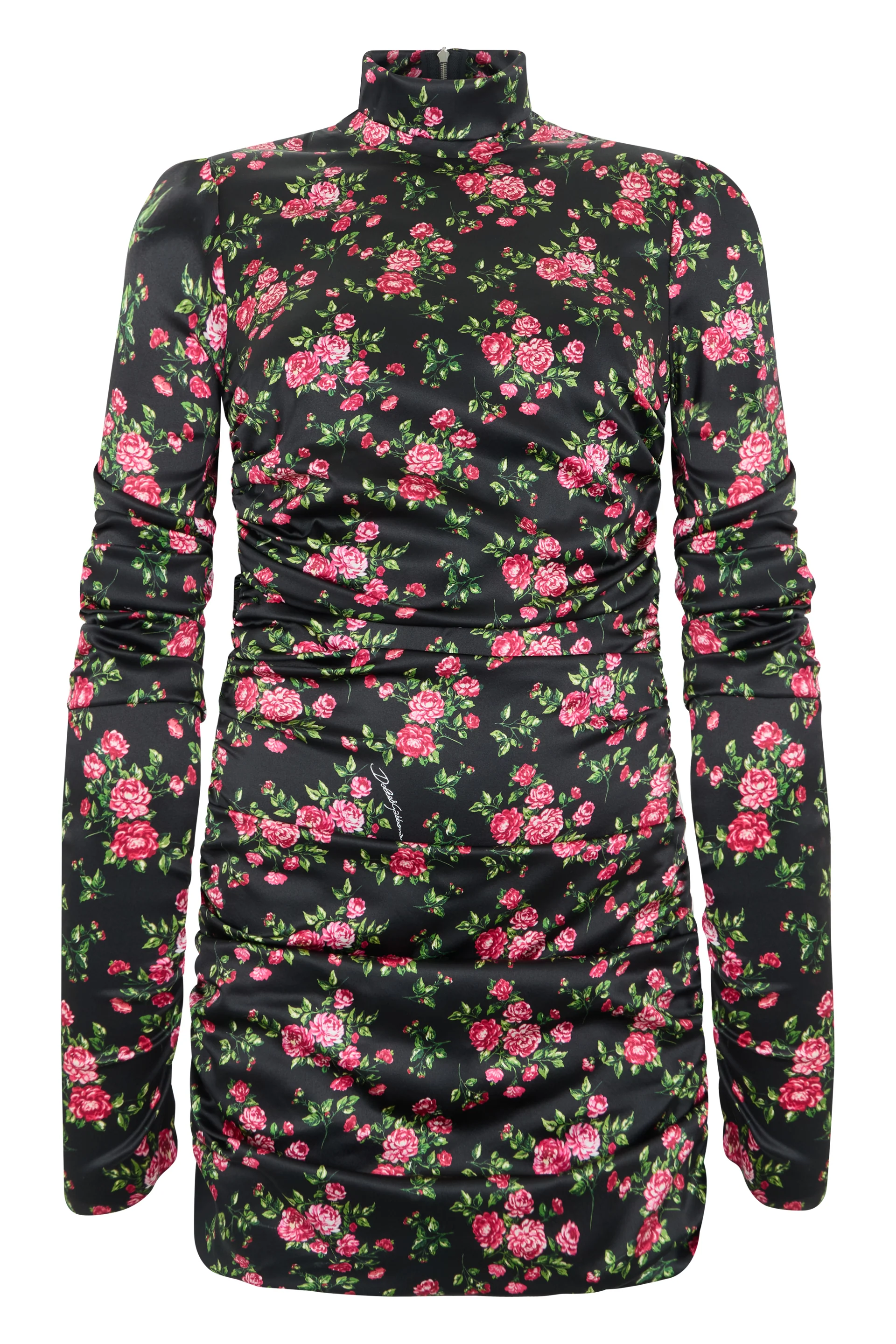 Dolce & Gabbana Floral Printed Mini Short Dress with Draped Details