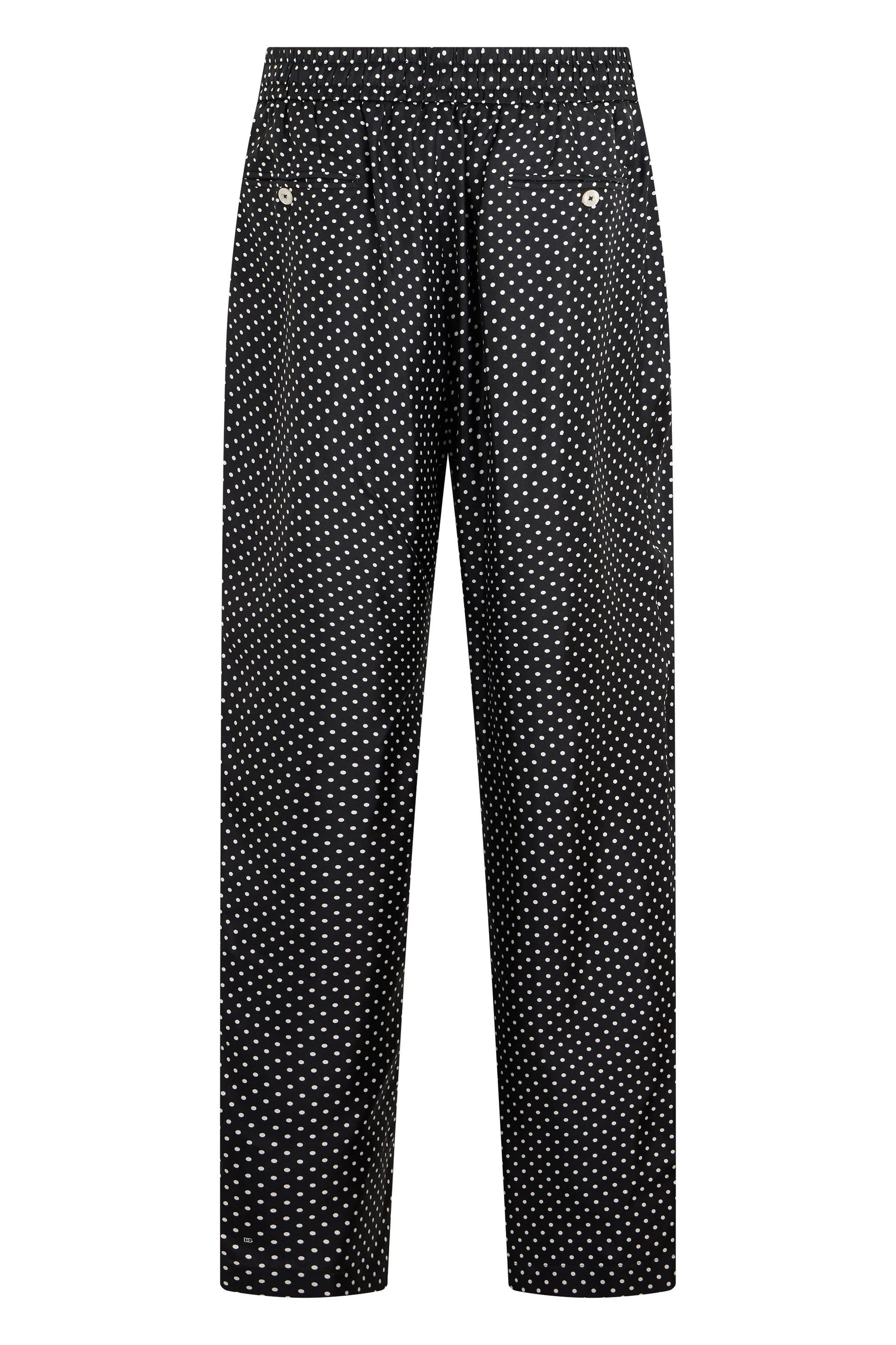 Dolce & Gabbana Polka Dot Silk Pants with Elastic Waist & Vertical Pleats - Image 2